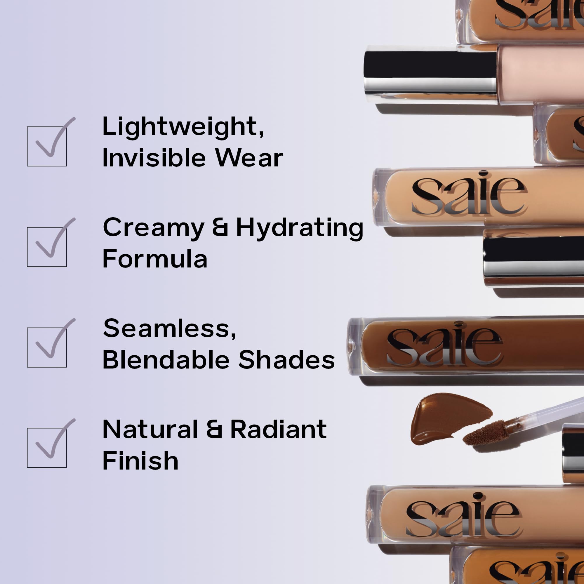 Saie Hydrabeam Under Eye Brightener - Sheer + Hydrating Concealer with Glycerin, Squalane + Cucumber Extract - Brightening Under Eye Concealer + Corrector for Even, Glowing Skin - Shade 6 (0.2 oz) Saie Au supplements