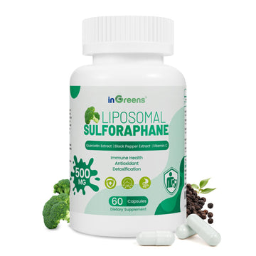 Liposomal Sulforaphane 500mg Supplement from Broccoli Extract with Quercetin, Black Pepper & Vitamin C – Antioxidant, Detox & Cellular Support, Cellular Health Formula for Men & Women, 60 Capsules inGreens Au supplements