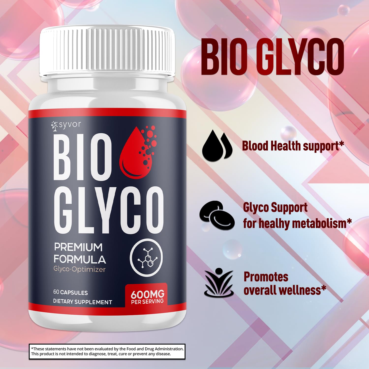 (2 Pack) Bio Glyco Capsules, Official BioGlyco Blood Health Support Pills with All Natural Ingredients, Advanced Blood Optimizer with Maximum Strength Premium Vitamins for Women & Men (120 Capsules) Syvor Au supplements