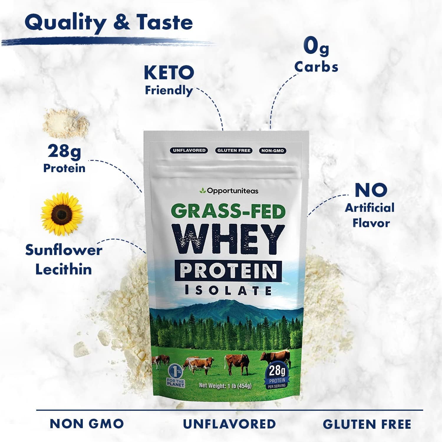Opportuniteas Grass Fed Whey Protein Isolate Powder - Unflavored Whey Protein Isolate Opportuniteas Au supplements