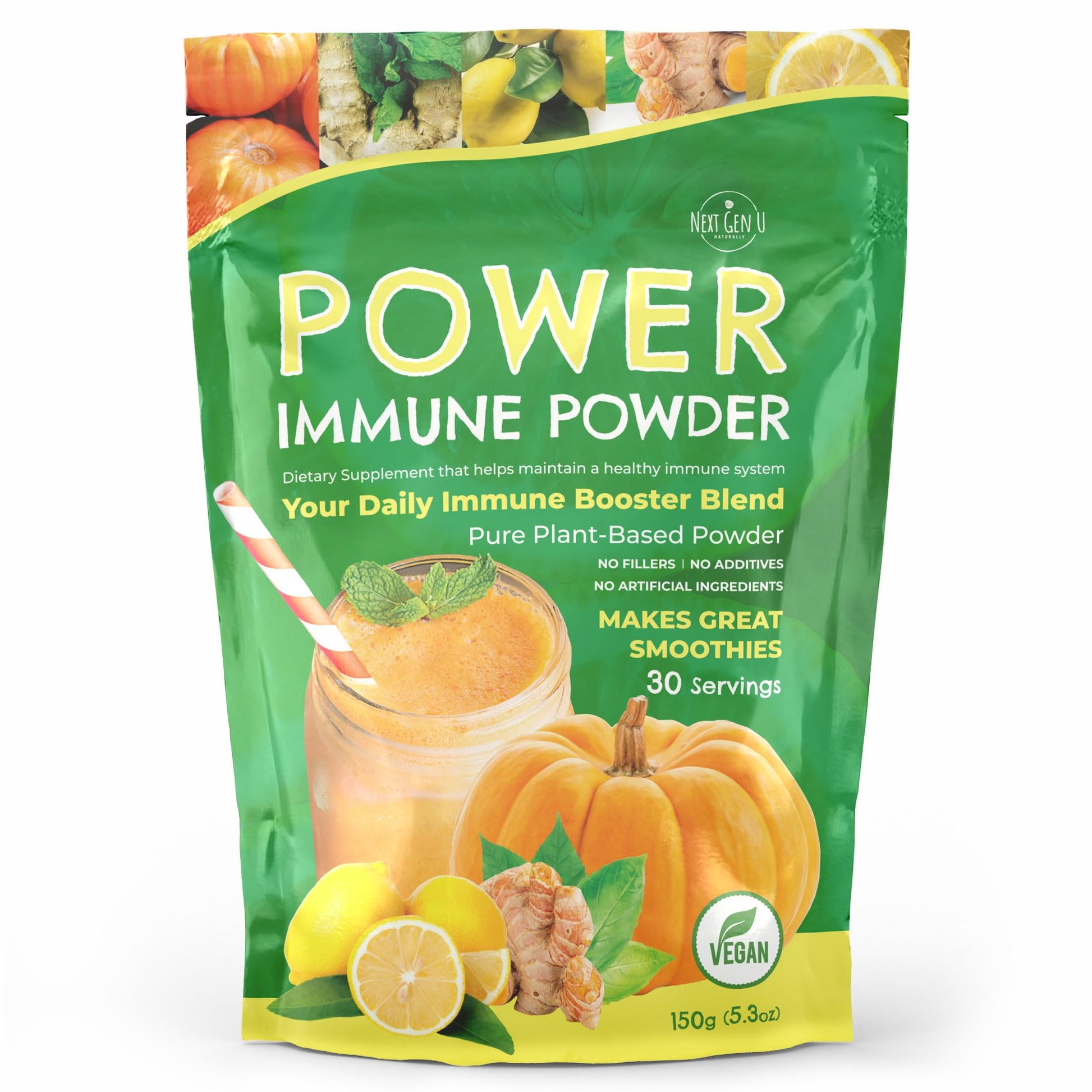 Immune Support - Supplement Powder 150g - Superfood Booster for Adults - Natural Immunity Defense - Daily Drink Mix for Women & Men - Plant Based, Vegan & Gluten Free Smoothie Boost by NextGenU NGU Next Gen U Au supplements