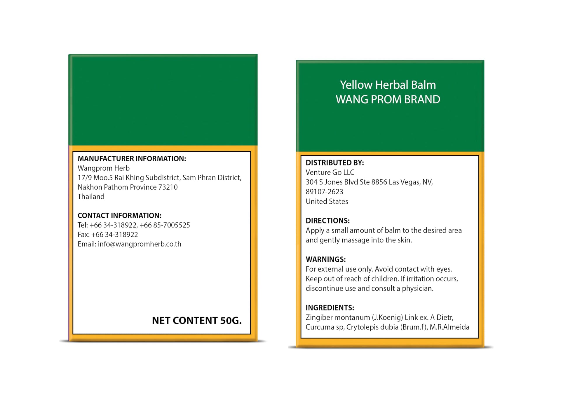 Wang Prom Herbal Balm-Pain Relief Balm for Muscles, Joints, and Whole Body- Soothes, Aches and Pains 50g (Pack of 3) (Yellow) WANG PROM Au supplements