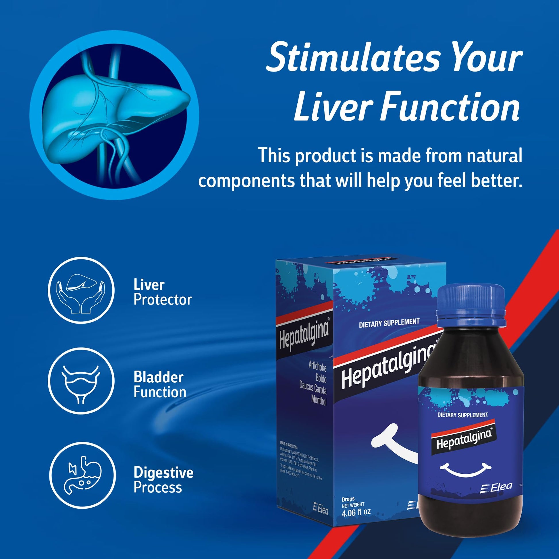 Hepatalgina Liver Support Digestive Protector - Liquid Herbal Supplement with Artichoke Extract for Liver Cleanse Detox & Repair - Liver Detox Cleanse Drops with Mint, Boldo & Carrot - 120 ml Hepatalgina Au supplements