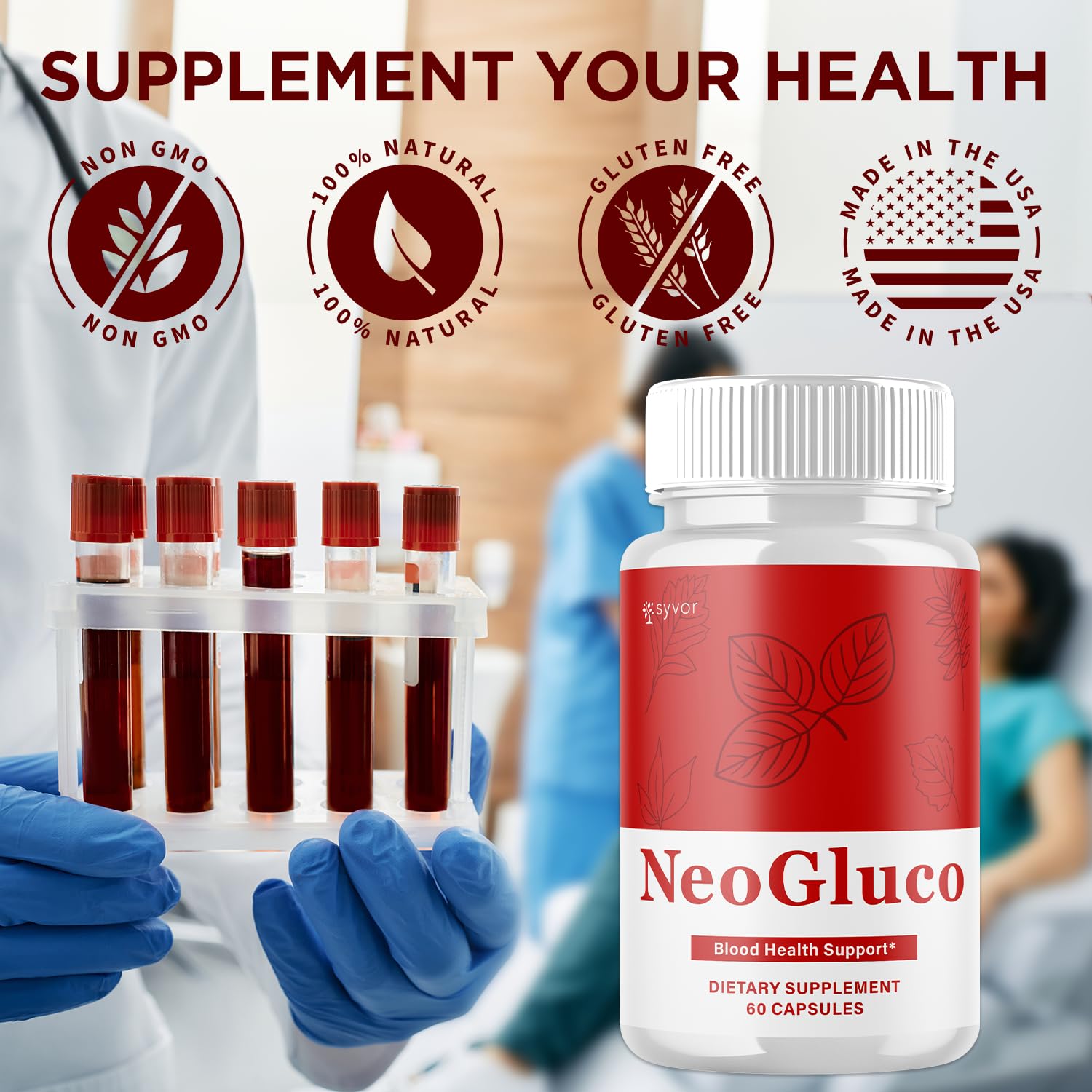 NeoGluco Capsules, Official NeoGluco Glycogen Support Pills with All Natural Ingredients, Advanced Formula Health Supplement with Maximum Strength Premium Vitamins for Women & Men (60 Capsules) Syvor Au supplements