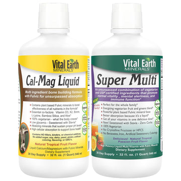 Vital Earth Minerals Bone & Wellness Support – Cal Mag Liquid + Super Multi, Liquid Multivitamins, MTHFR Support, 32 Oz Ea Vital Earth Minerals Au supplements