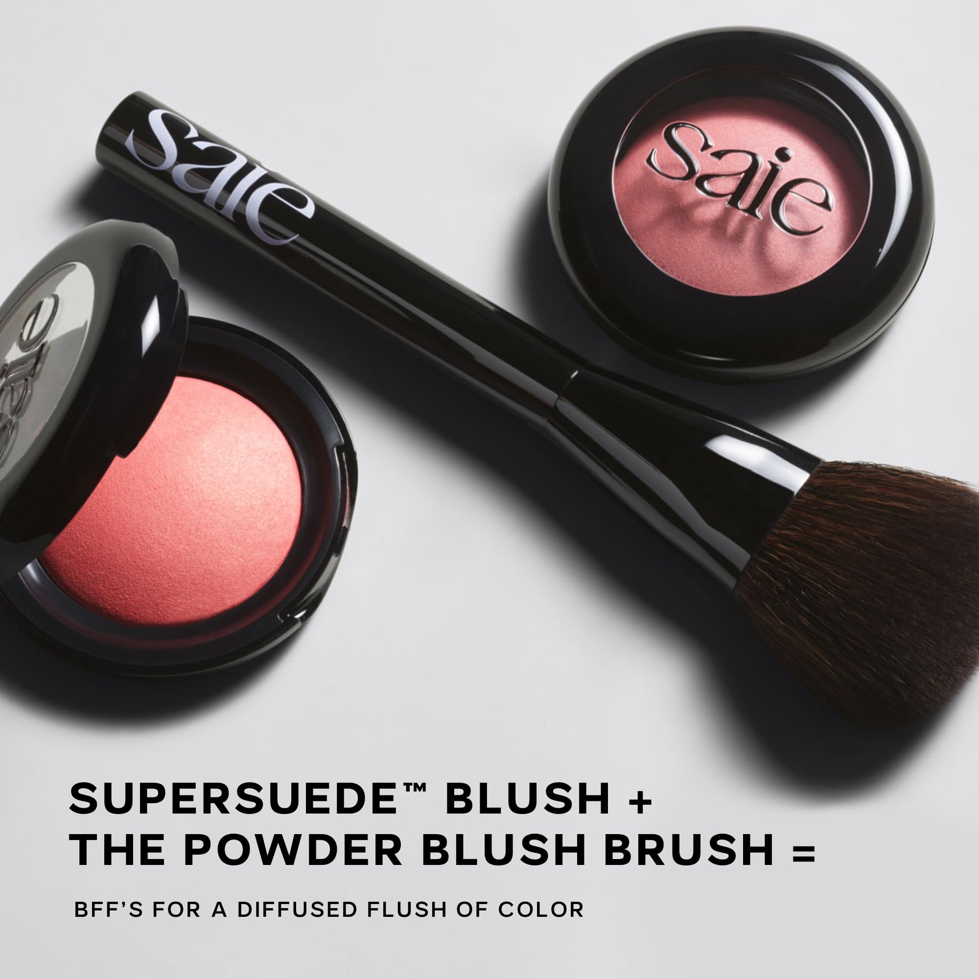 Saie Blush & Brush Duo - SuperSuede Baked Blush in Mia (.01 oz) & Powder Blush Brush - Talc-Free, Moisturizing Blush with Vegan, Fluffy Brush for Seamless Application Saie Au supplements