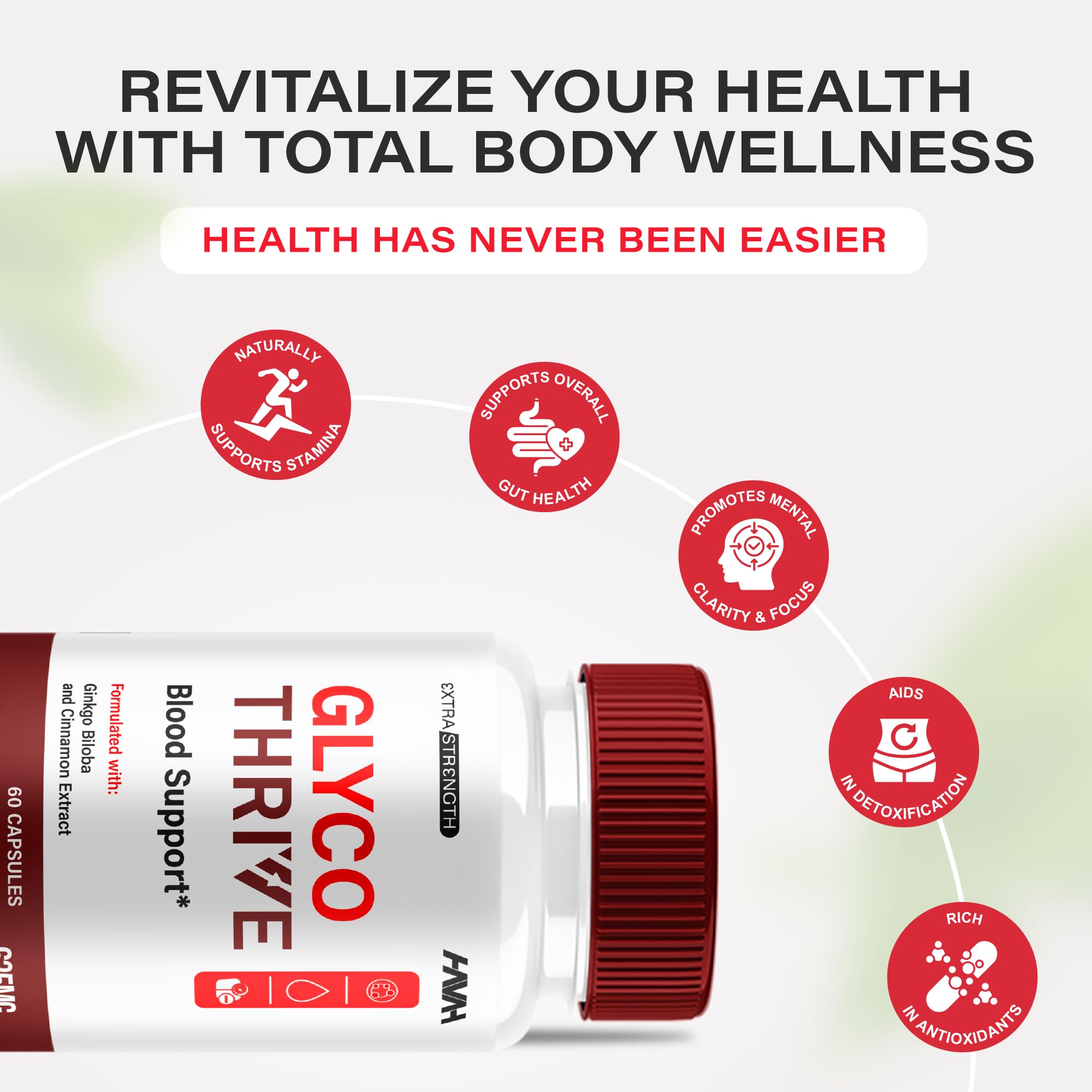 (2 Pack) Glyco Thrive Blood Support GlycoThrive Maximum Strength Capsules, Glyco Thrive Advanced Daily Multivitamin Health and Wellness Supplement, GlycoThrive Health Support Pills (120 Capsules) Havah Au supplements