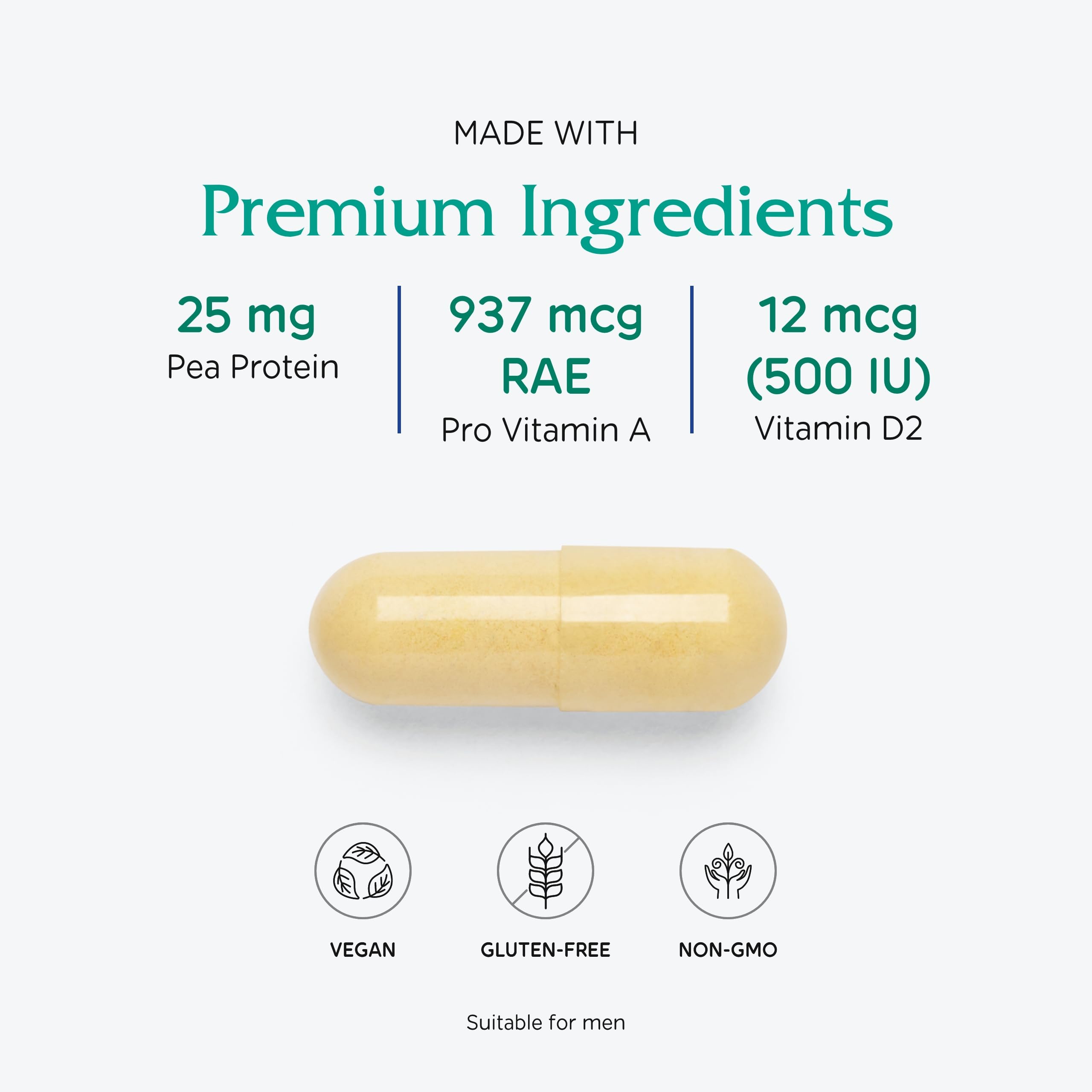 Vitanica Vegan Symmetry - Daily Multivitamin for Vegans - Heart, Bone & Immune System Health Support with Vitamin B12, Zinc, Calcium