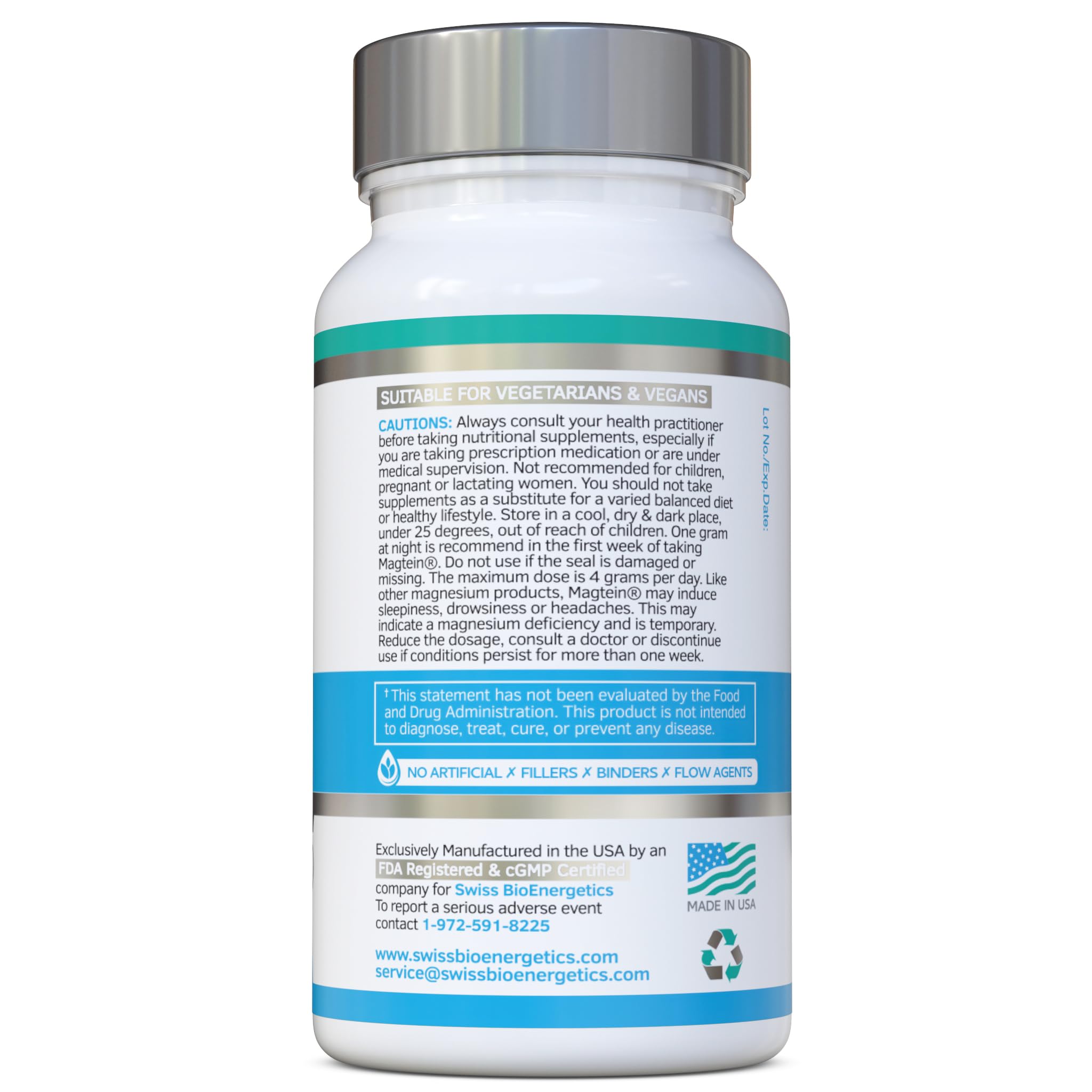 Magnesium L-Threonate Complex 7-in-1 with 1000mg of Magtein Plus Magnesium as Bisglycinate, Taurate, Citrate, Gluconate, Malate & Lactate - Supports Sleep - Vegan, US Made and No Artificial Nasties swiss bioenergetics Au supplements