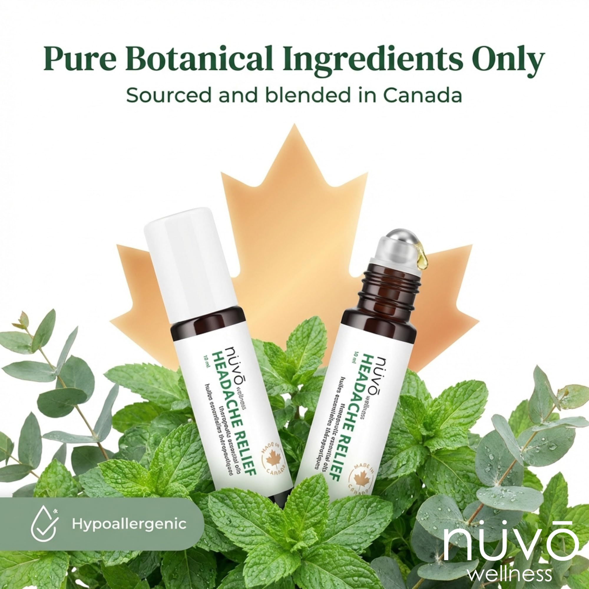 Migraine Relief Roll-On, Made with Peppermint, Lavender, Eucalyptus, & Other Aromatherapy Essential Oils, for Headaches, and Sore Muscles NUVO WELLNESS Au supplements