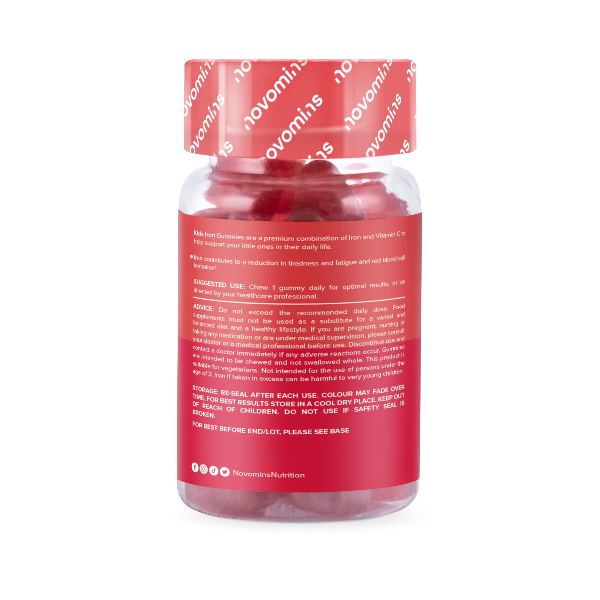 Kids Iron Gummies – Iron Supplement for Kids – Energy & Immune System – Vegan novomins Au supplements