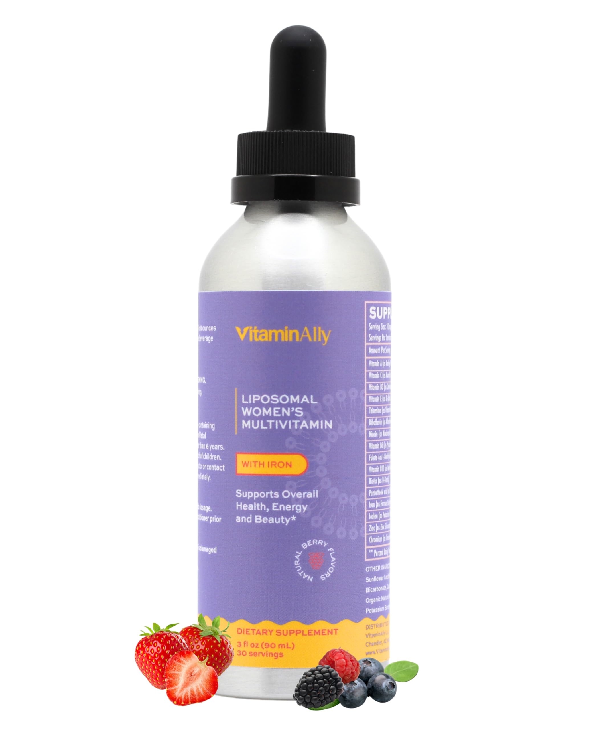 Vitaminally Women's Multivitamin liposomal Liquid Drops with Iron | 30 Day Supply | 3 FL Oz | Non-GMO | Gluten Free | Supports Overall Health, Energy and Beauty