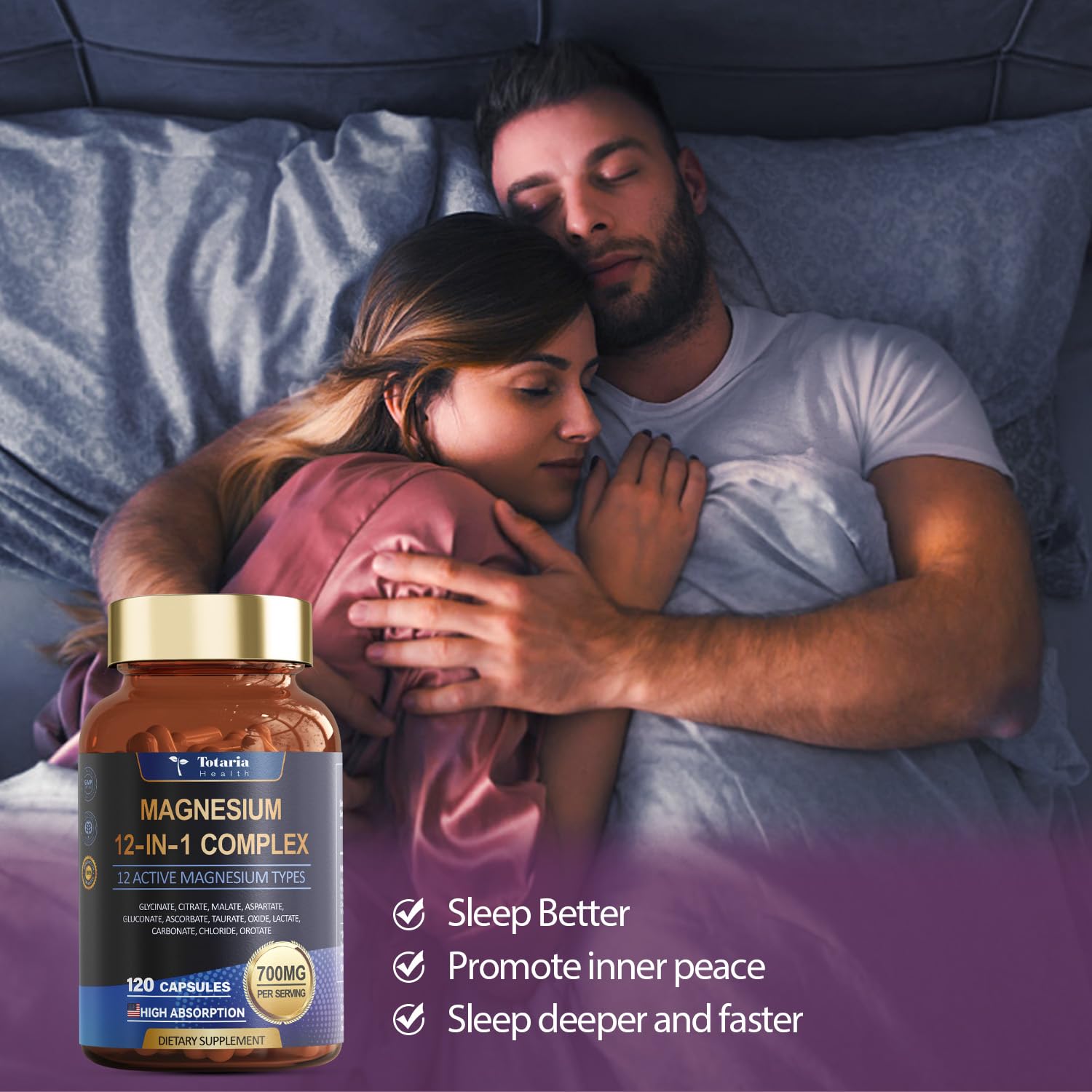 Magnesium Complex 700mg 12 in 1 Magnesium Supplement with Glycinate Citrate Malate Oxide Taurate Aspartate Orotate Magnesium Relaxation,Muscle,Heart Support, Vegan 120 Capsules 2PK Totaria Au supplements