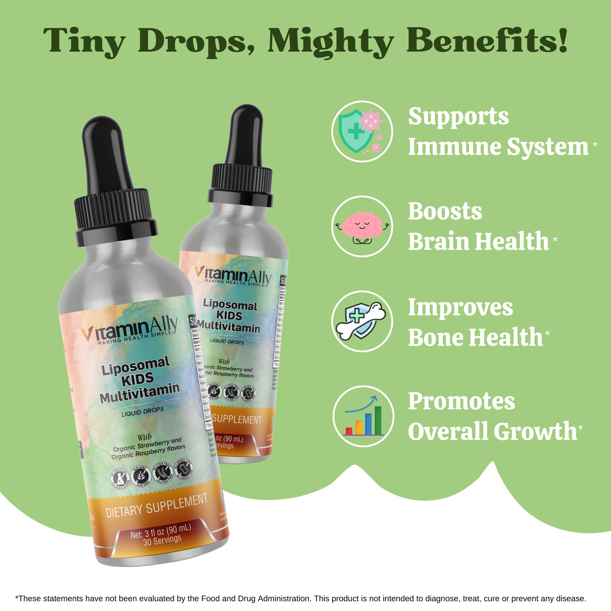 Vitaminally Liposomal Kids Liquid Multivitamin | Non-GMO | Clean | Sugar Free | Gluten Free | Organic Berry Flavors |