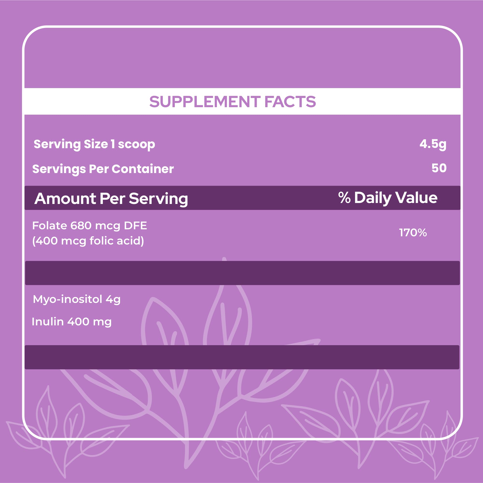 Holiherb 4g Myo Inositol + Folic Acid Holiherb Au supplements