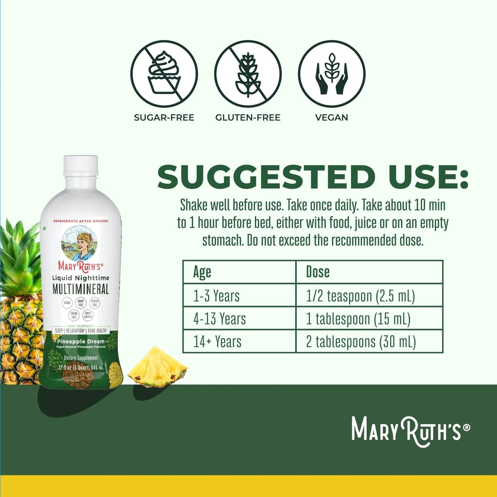 MaryRuth's Multivitamin Gummies for Women (Strawberry) & Liquid Nighttime Multimineral (Pineapple) | Clean Label Project Verified MARYRUTH'S Au supplements