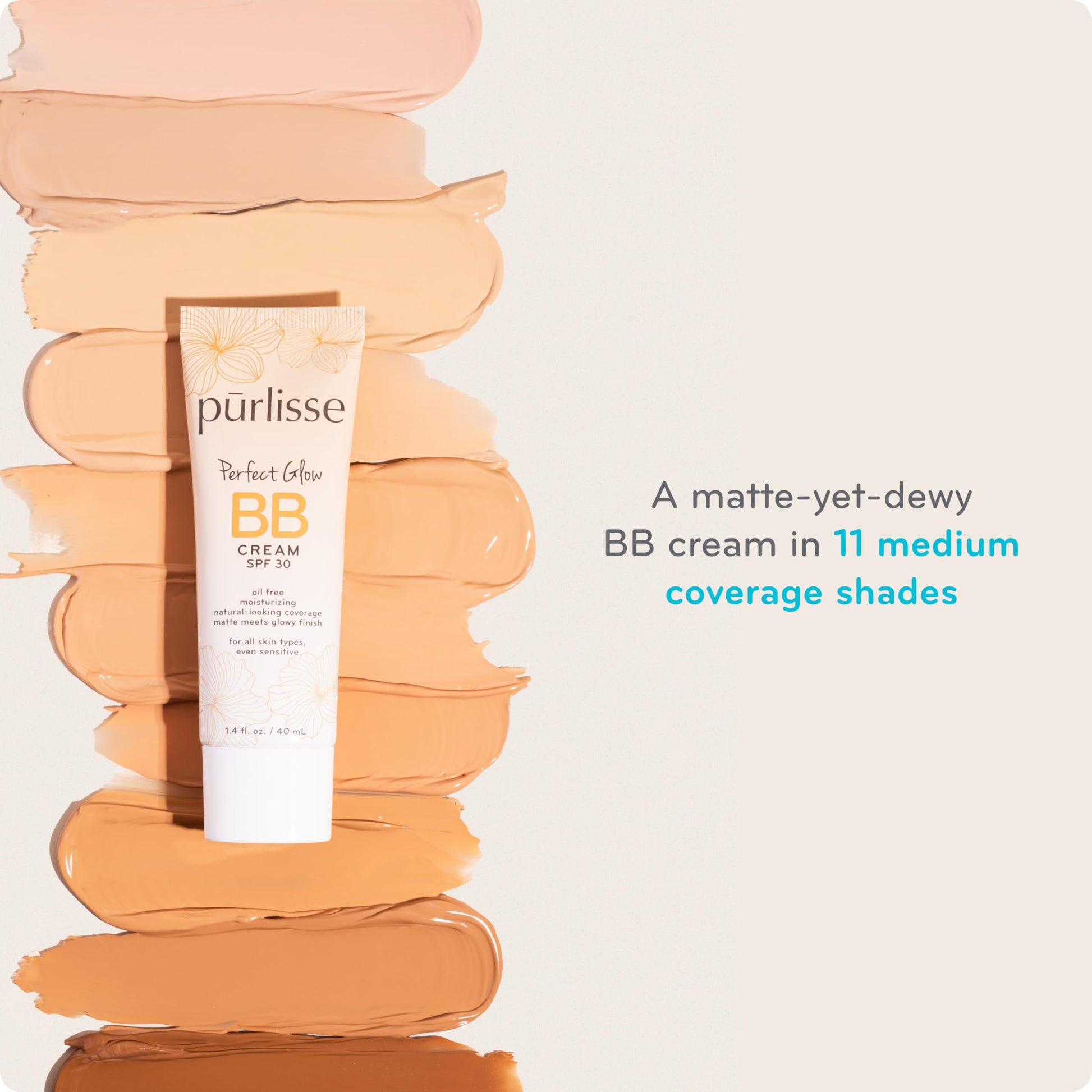 pūrlisse Perfect Glow BB Cream with SPF 30 - Matte Meets Dewy Finish - Enriched with Goji & Hawthorn Berry to Help Improve Skin Texture & Radiance - Medium Golden (1.4 oz) pūrlisse Au supplements