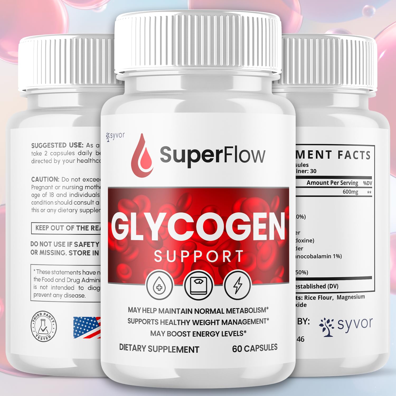 (2 Pack) Super Flow Glycogen Support, Official SuperFlow Advanced Formula Glyco Optimizer Capsules, All Natural Super Flow Pills, Daily Wellness Supplement to Support Healthy Balance (120 Capsules) Syvor Au supplements