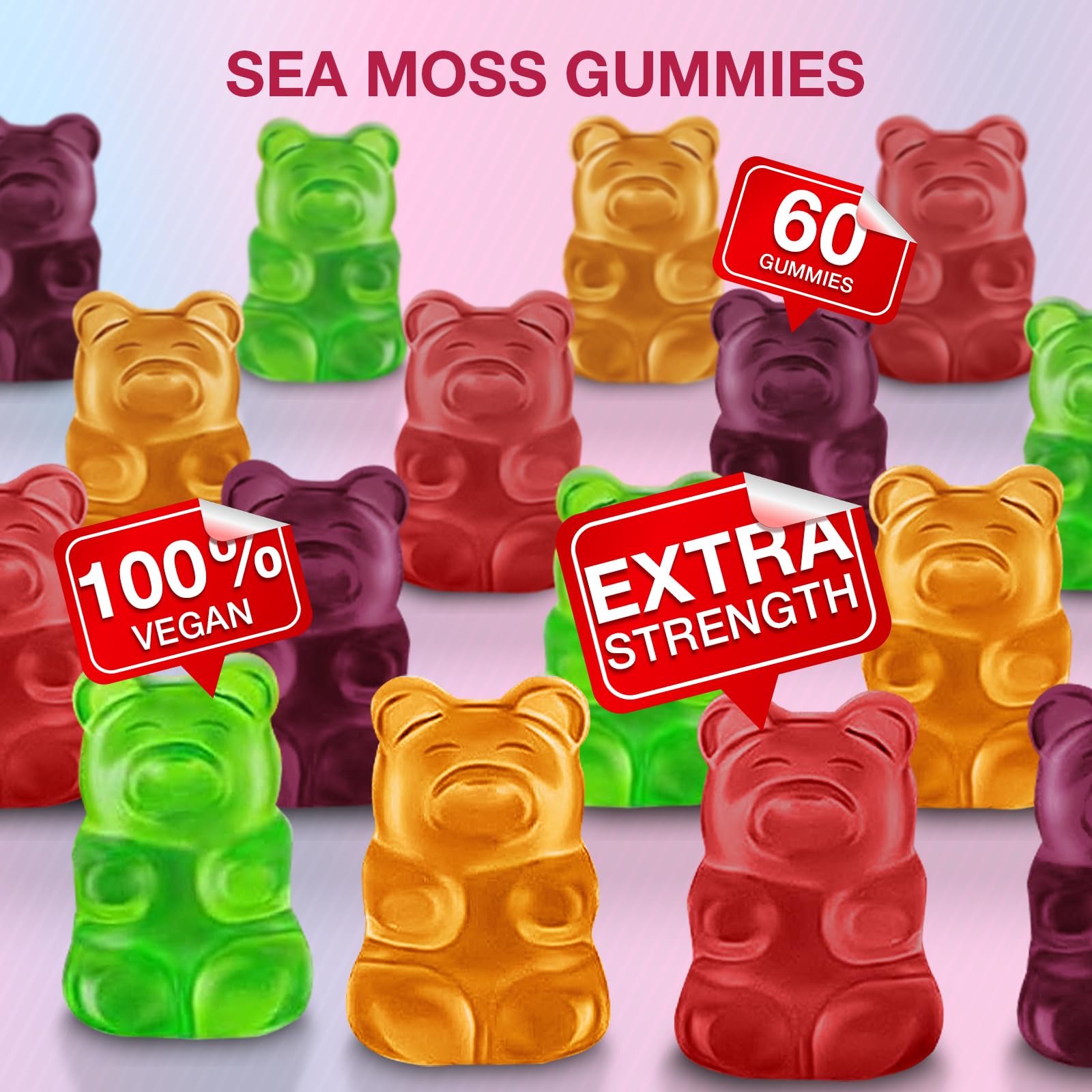 MSLOTAL Irish Sea Moss Gummies with Ashwagandha Bladderwrack and Burdock Root - Natural Irish Seamoss Supplement for Thyroid, Energy, Immune Support - 60 Vegan Gummy MSLOTAL Au supplements