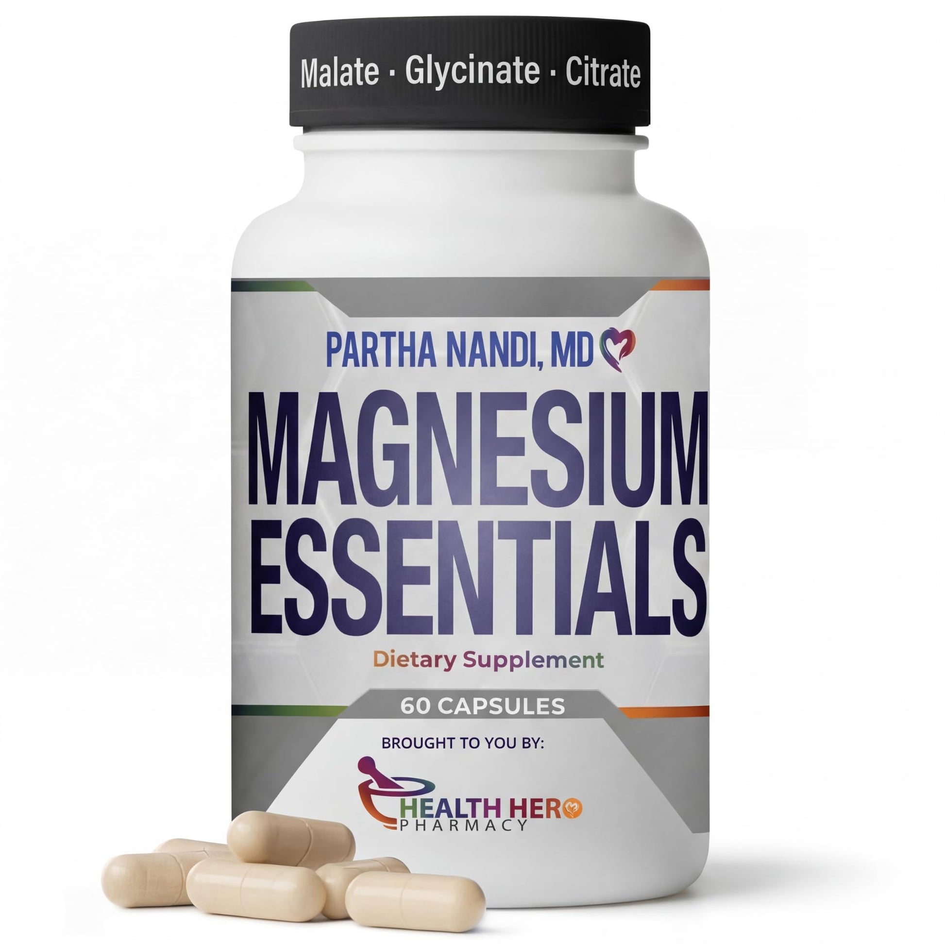 Triple Magnesium Citrate, Malate & Glycinate Complex Supplement – Supports Sleep, Stress, Muscle, Nerve & Heart Health – Advanced High-Absorption Formula – 235mg – 60 Capsules Partha Nandi, MD Au supplements