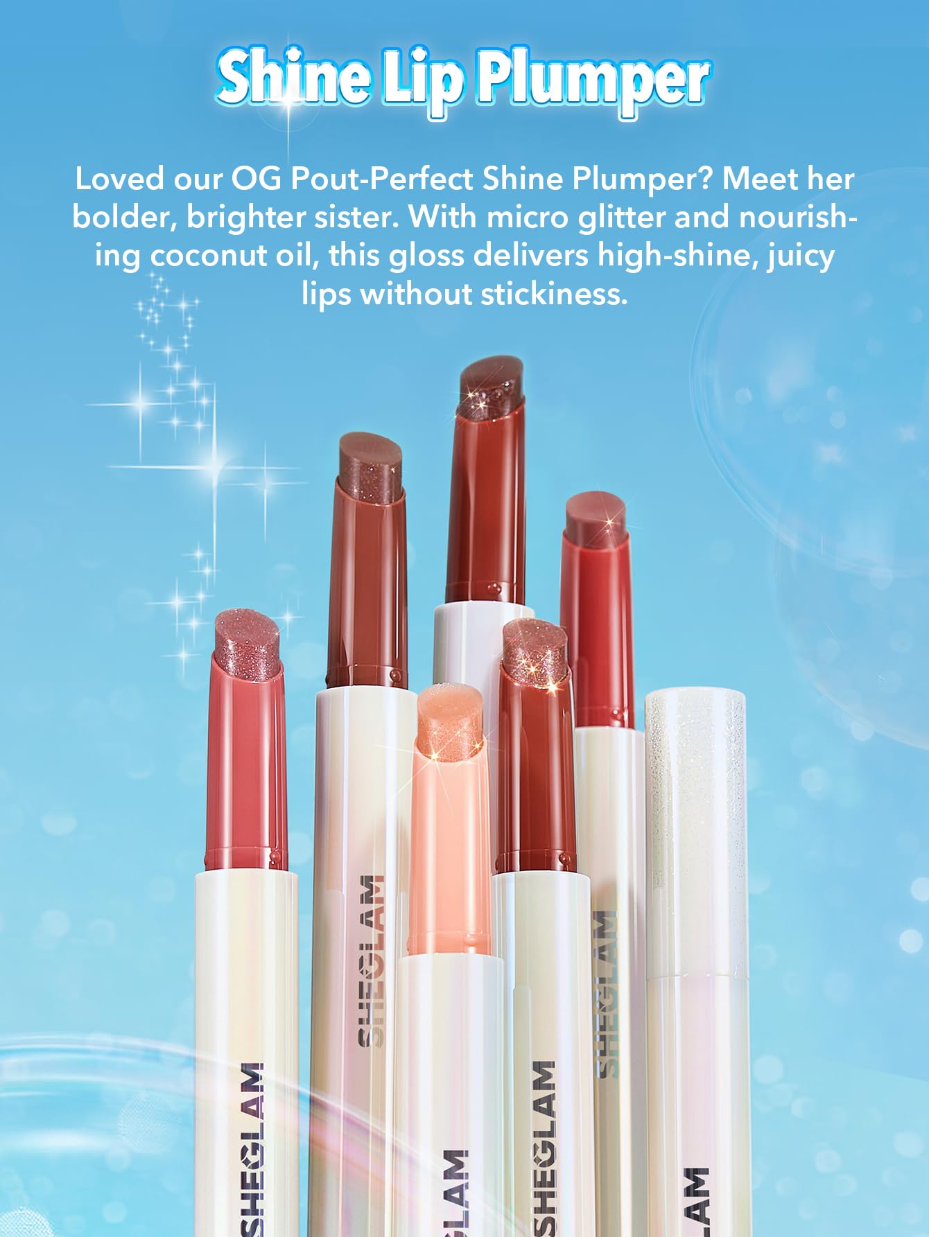 SHEGLAM Pout-Perfect Moisturizing Solid Lip Gloss Shimmer Lip Plumper - Violet Fizz SHEGLAM Au supplements