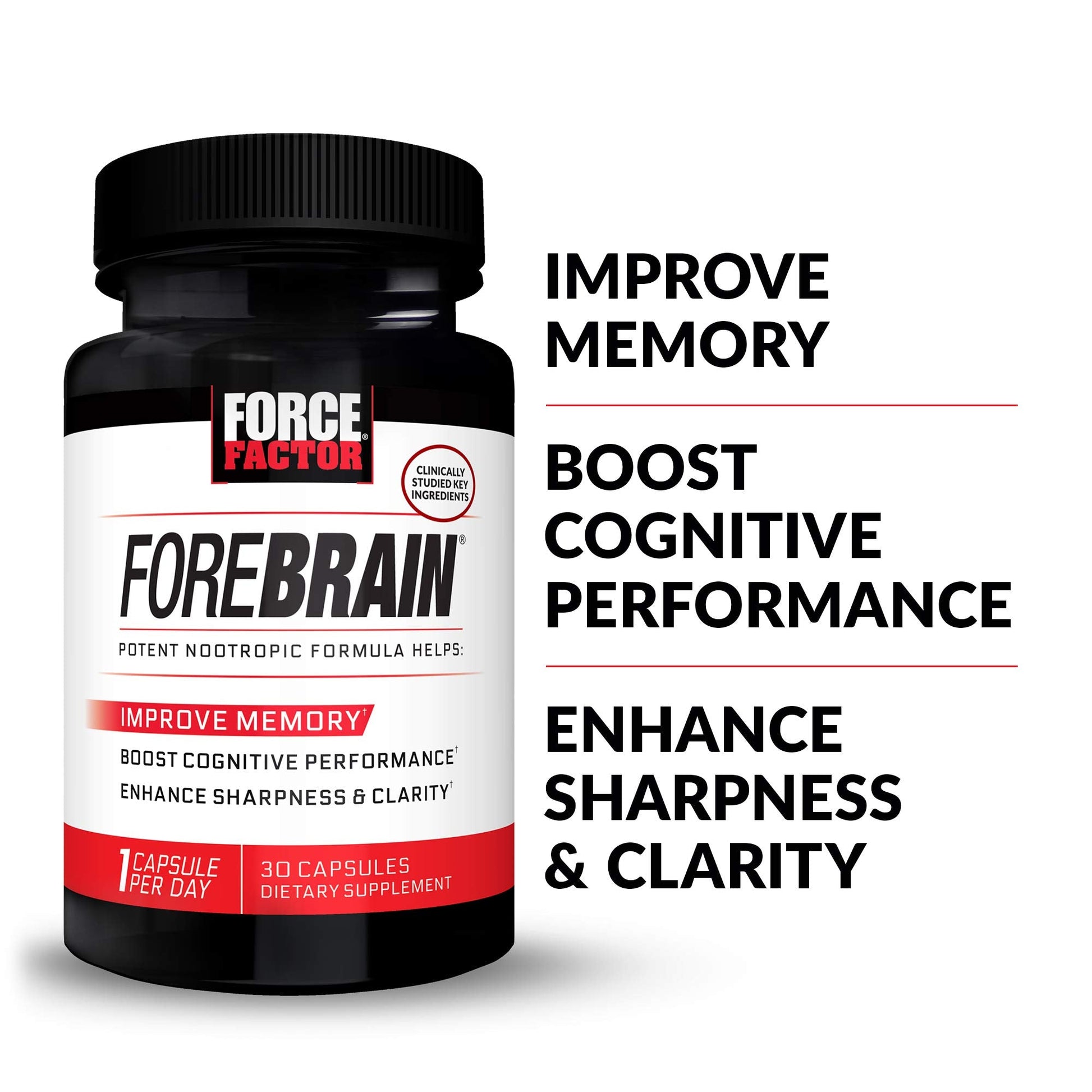 Force Factor Forebrain Nootropic Brain Supplement with Caffeine Bacopa and Huperzine A Capsules 3Pack, White, 90 Count Force Factor Au supplements