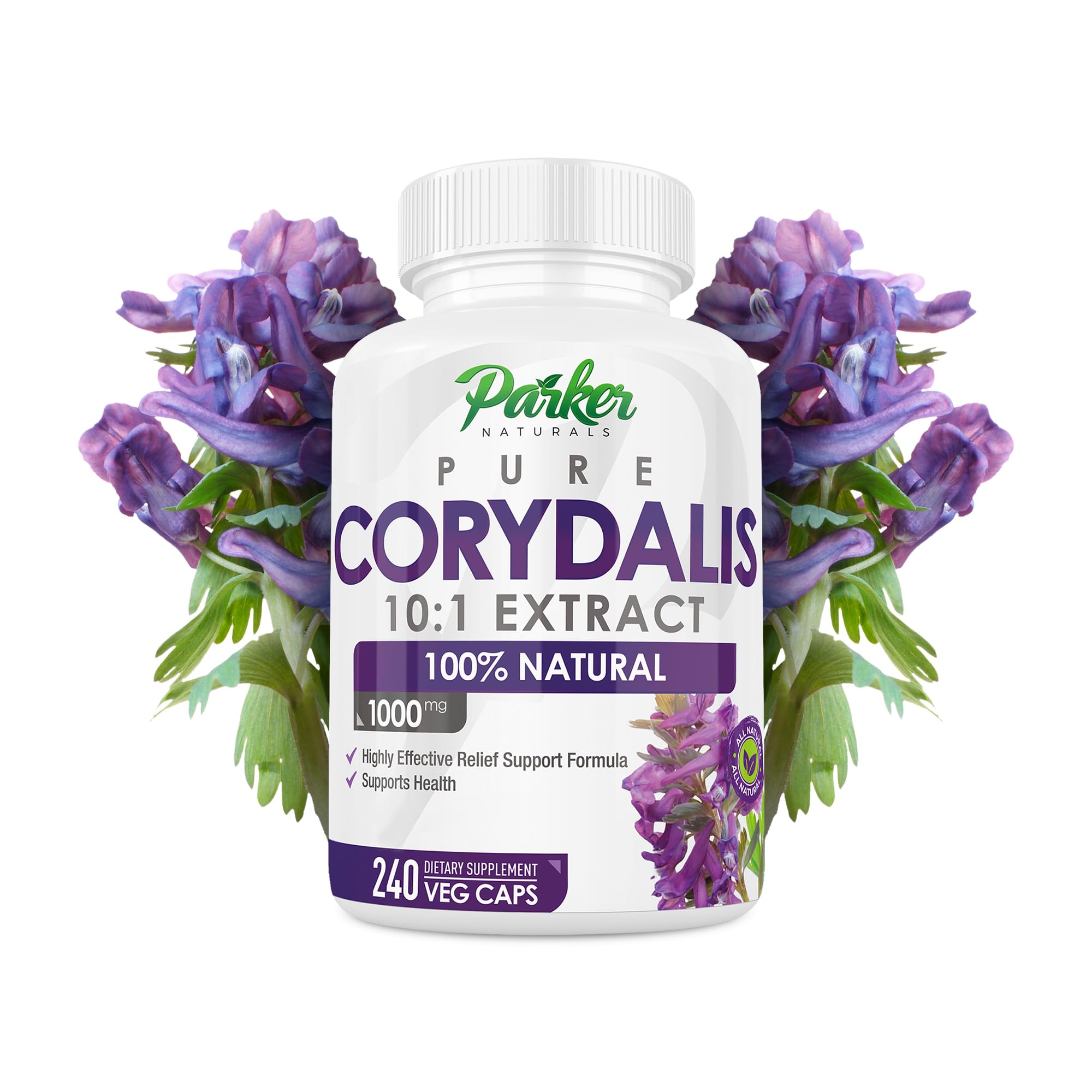 Parker Naturals Pure Corydalis Root Extract Capsule - 1000mg Strength, 10:1 Corydalis Yanhusuo Extract, Natural Relief, Long Lasting, 100% Vegetarian, 120 Servings, 240 Count Parker Naturals Au supplements