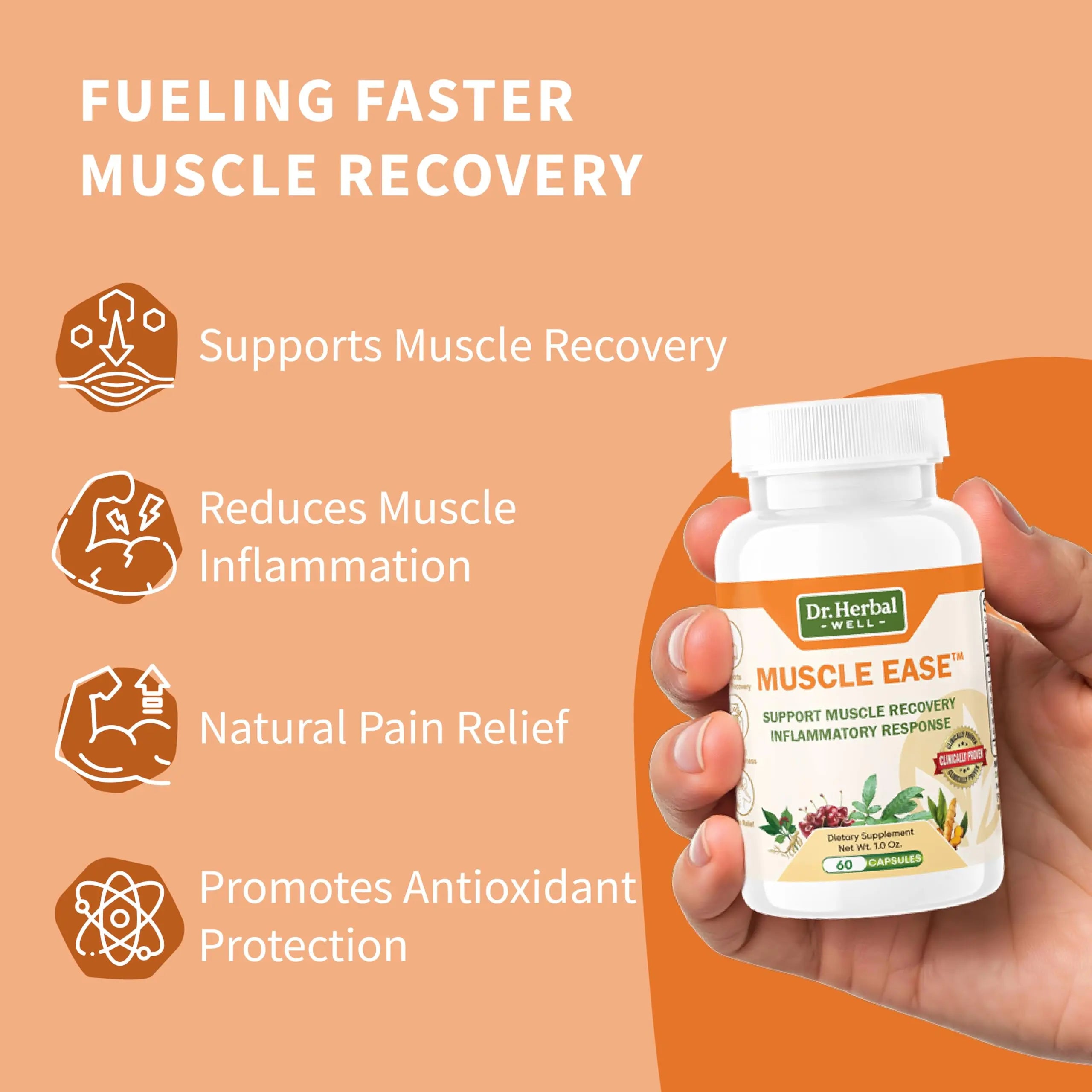 DR.HERBAL WELL Muscle Ease - Joint, Muscle & Nerve Support Fast Acting Relax Comfort Recovery Natural Herbal Supplement - (60 Capsules) MAX-Strength DR. HERBAL WELL Au supplements