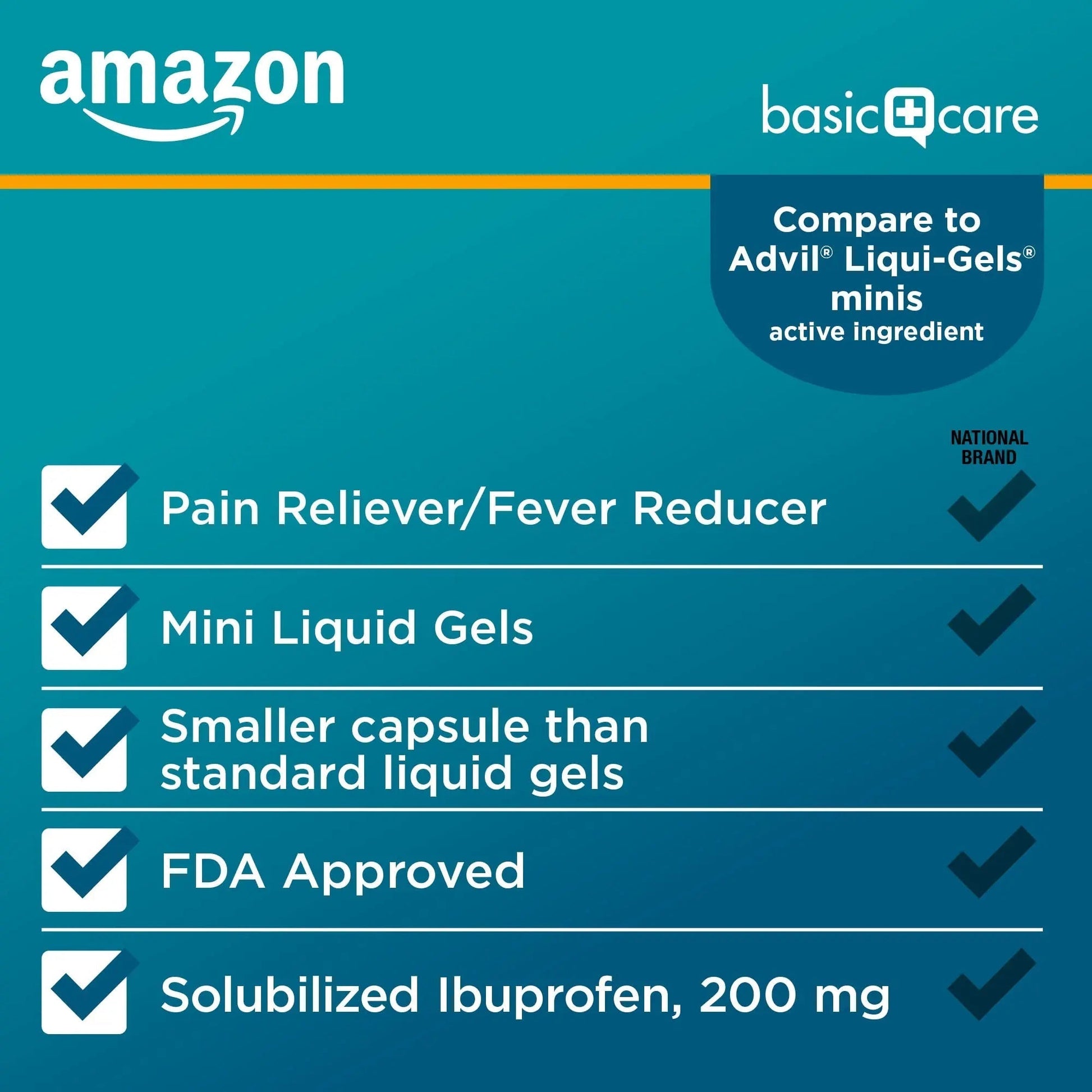 Amazon Basic Care Ibuprofen Mini Liquid Gels, 200 mg, Pain Reliever and Fever Reducer for Headache, Backache, Menstrual Pain, Arthritis, 160 Count Amazon Basic Care Au supplements