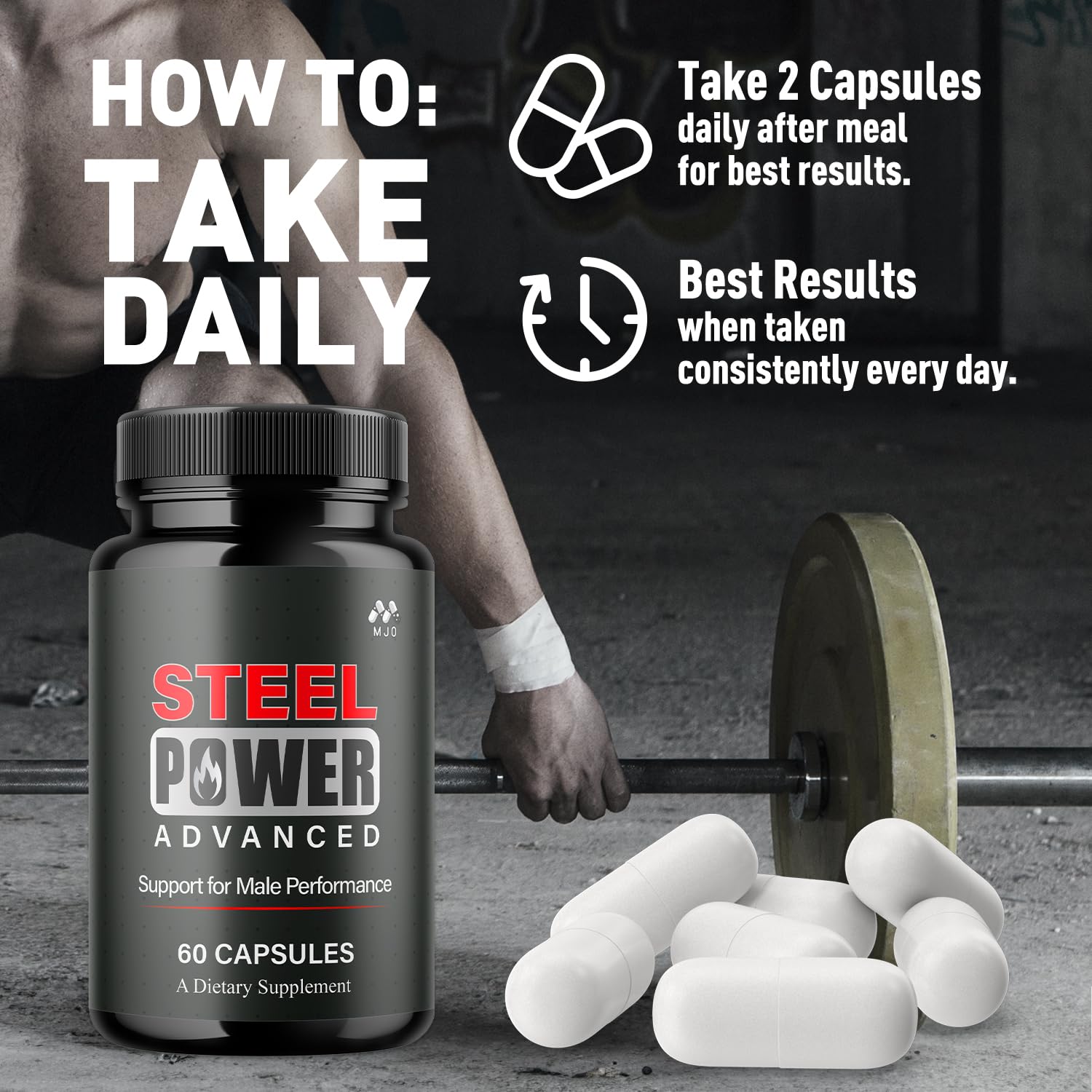 Steel Power Capsules, Official Steel Power for Men with All Natural Ingredients, Advanced SteelPower Men's Health and Wellness Vitamin Formula Pills with Maximum Strength Multivitamins (60 Capsules) MJO Au supplements