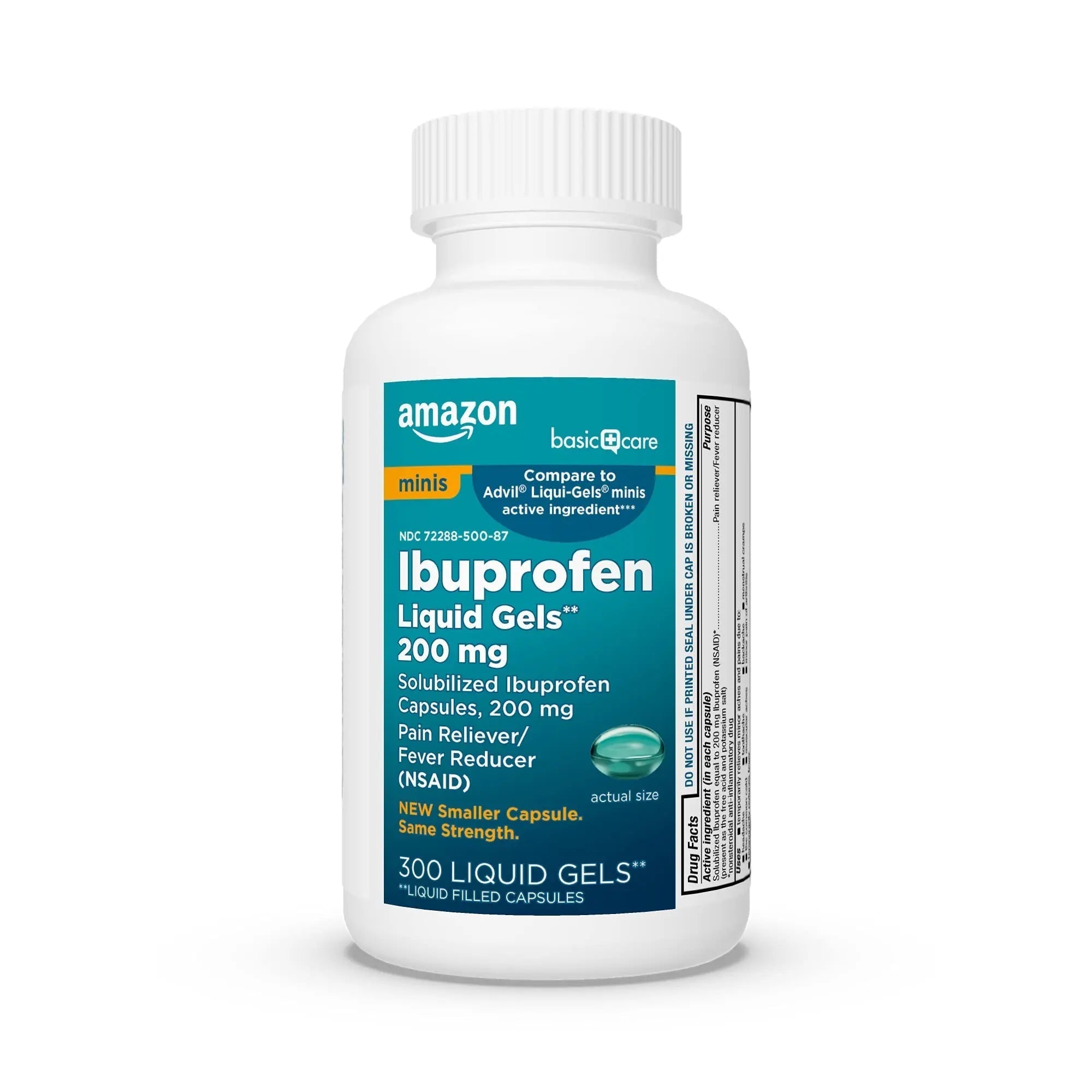 Amazon Basic Care Ibuprofen Mini Liquid Gels, 200 mg, Pain Reliever and Fever Reducer for Headache, Backache, Arthritis Pain, Menstrual Cramps and Toothaches, Fast-Acting, 300 Count Amazon Basic Care Au supplements