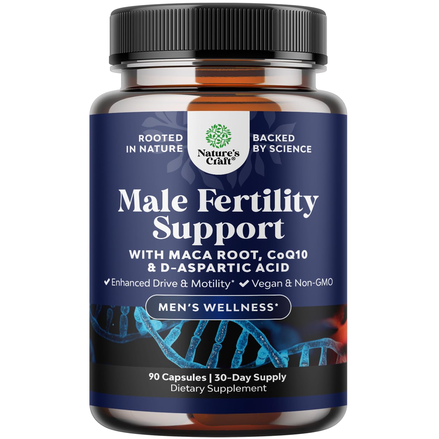Pre Conception Male Fertility Supplement - Semen Volume Booster with CoQ10, Maca Root, Methyl Folate & D-Aspartic Acid - Mens Fertility Supplement for Sperm Motility - Conception for Him - 90 Count Natures Craft Au supplements
