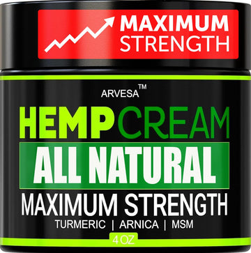 Natural Hemp Cream - Maximum Strength Gel - Hemp Cream with Arnica, MSM, Glucosamine, Menthol, Aloe, Turmeric, Boswellia - Fast Absorption, Non-Greasy, Lightweight - Advanced Formula - 4 oz Arvesa Au supplements