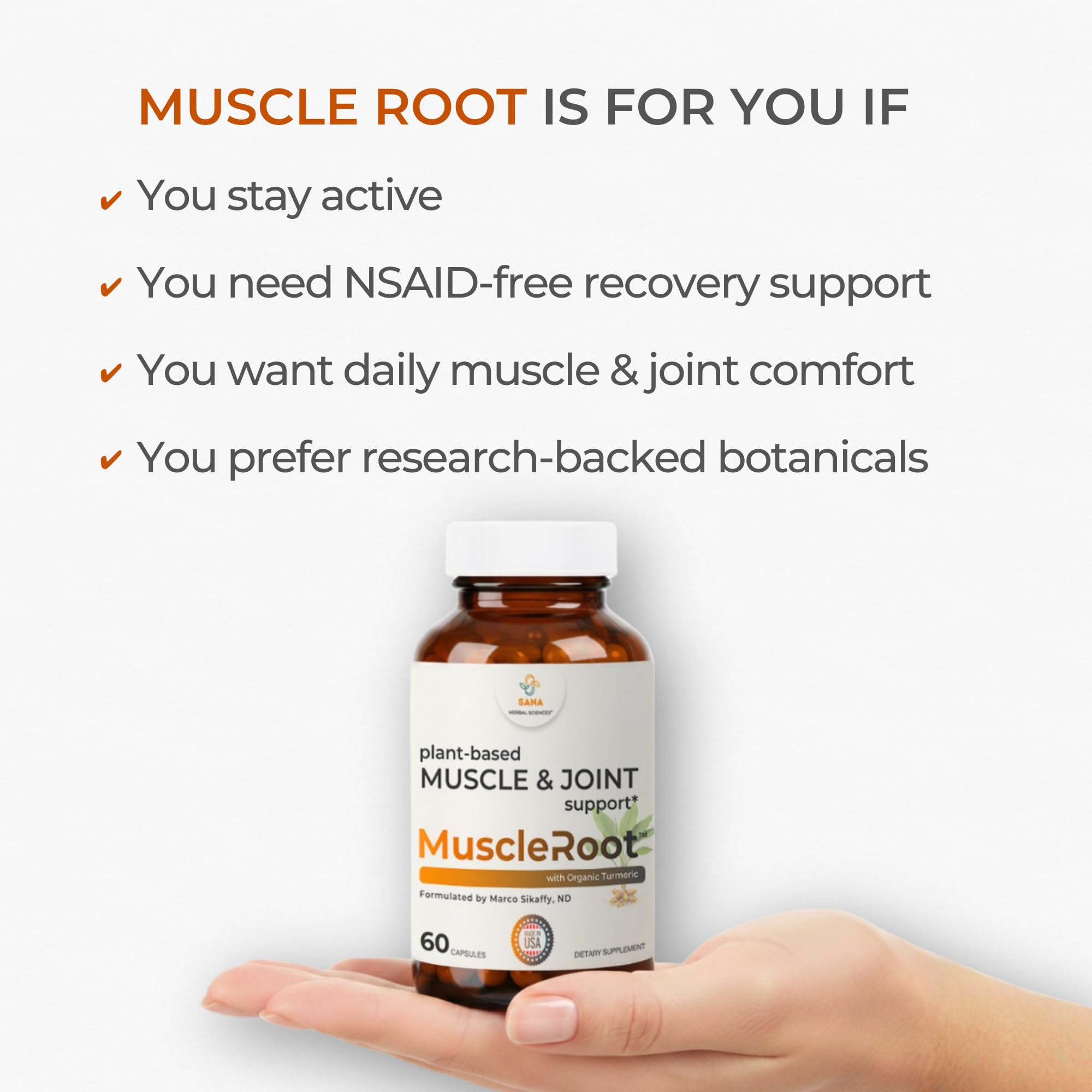 Muscle & Joint Support Supplement – Botanical Formula for Healthy Inflammatory Response | 6 Research-Backed Botanicals | Organic Turmeric | 60 Capsules | Sana Herbal Sana Herbal Sciences Au supplements