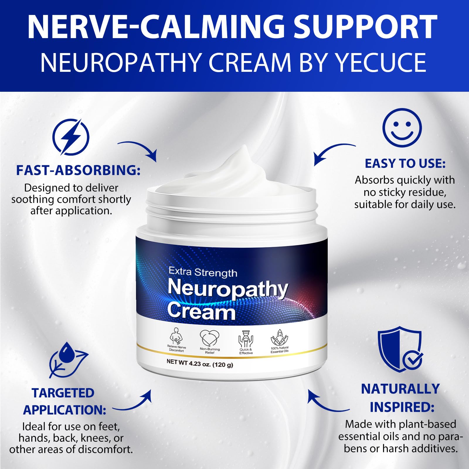 Neuropathy Cream for Feet, Legs & Hands – Lightweight, Plant-Based Formula with Cooling Comfort, 120g CFXYHNOX Au supplements