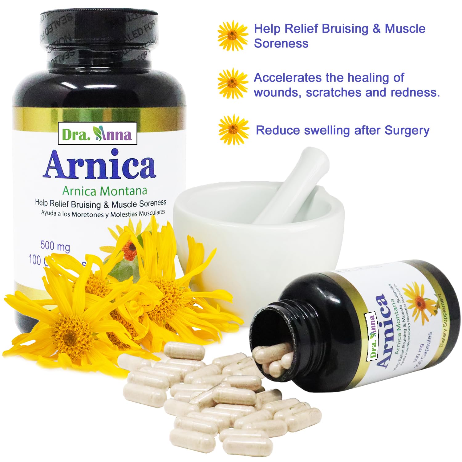 Arnica Montana Capsules 500mg 100 Capsules DRA. ANNA Au supplements