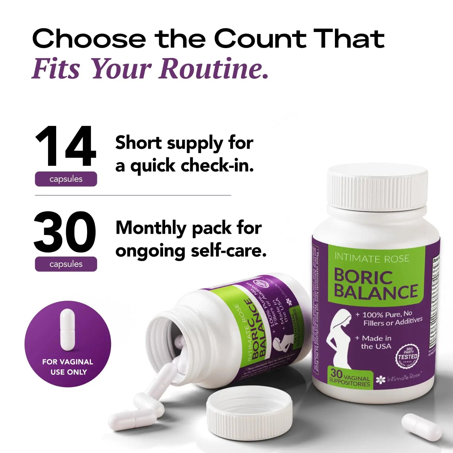 Intimate Rose Boric Acid Vaginal Suppositories, 14 Count for Feminine Deodorizing & Freshness - Vegan Capsules Intimate Rose Au supplements