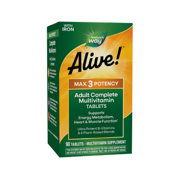 Nature's Way Alive! Max3 Potency Daily Multivitamin, Methylated B12 and Folate, Ultra Potency B-vitamins to Support Energy Metabolism*, 90 Tablets Nature's Way Au supplements