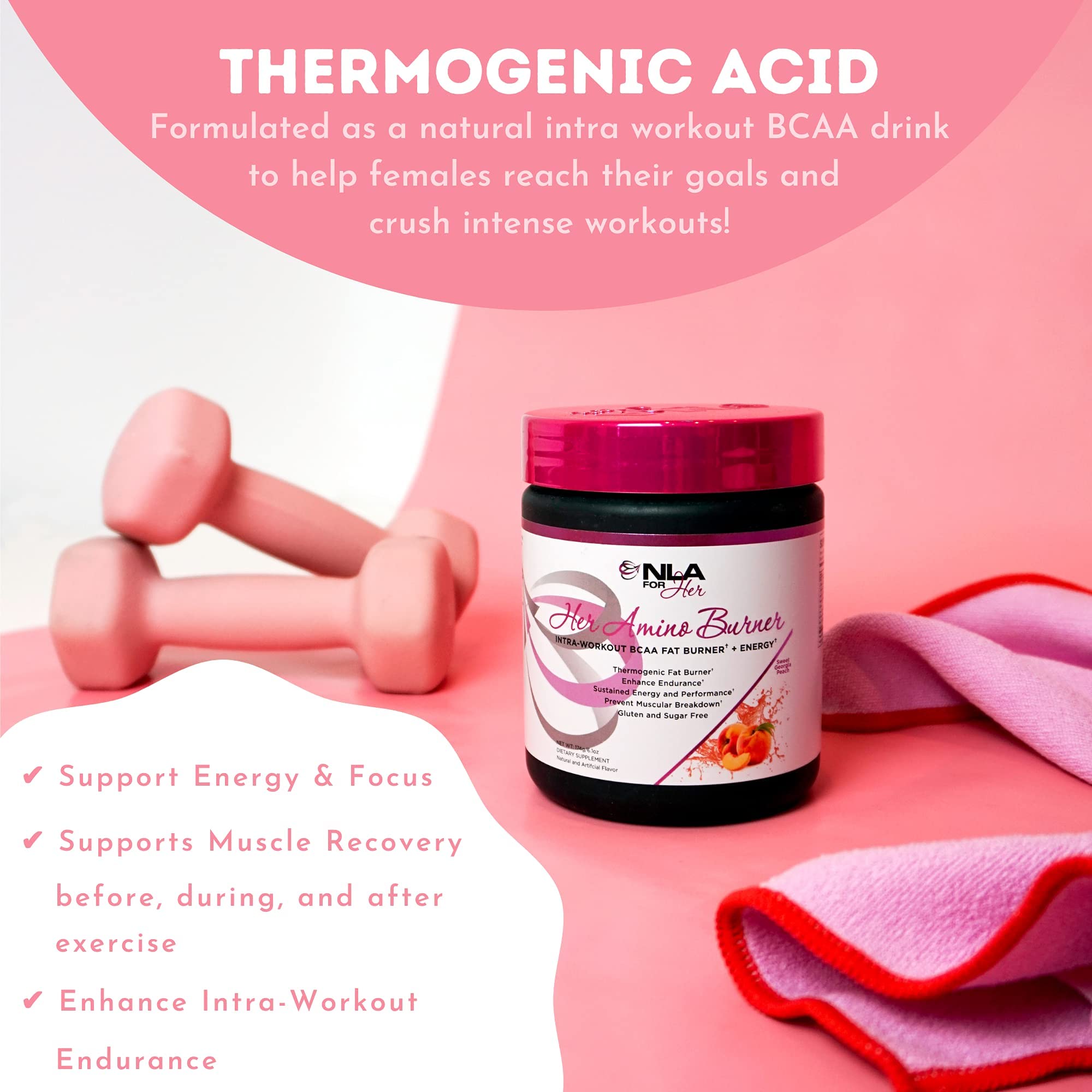 NLA for Her Pre/Intra Workout Stack (Includes Her Thermogenic Amino Georgia Peach NLA for Her Au supplements