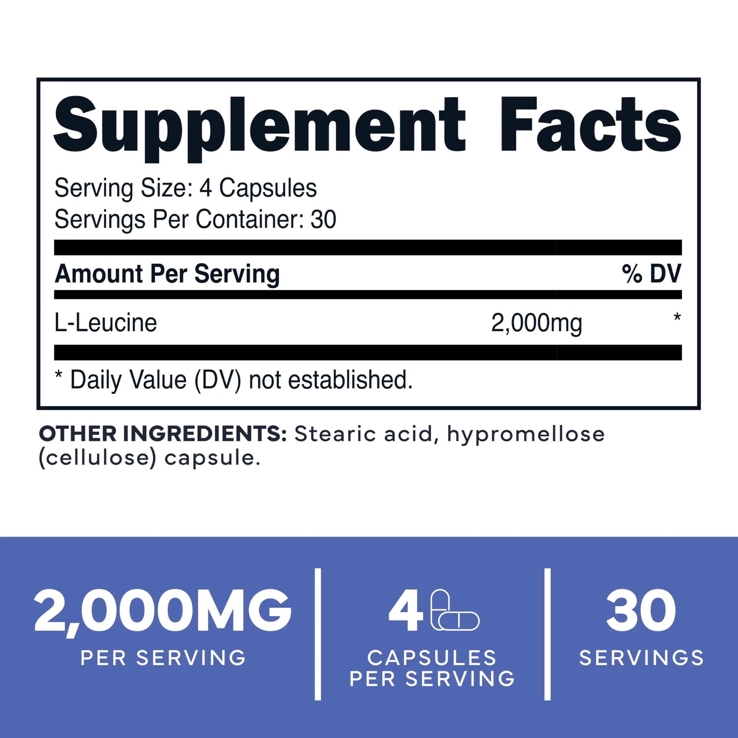 Type Zero L-Leucine Capsules (2000mg per Serving) 120 Capsules - 30 Servings Type Zero Au supplements