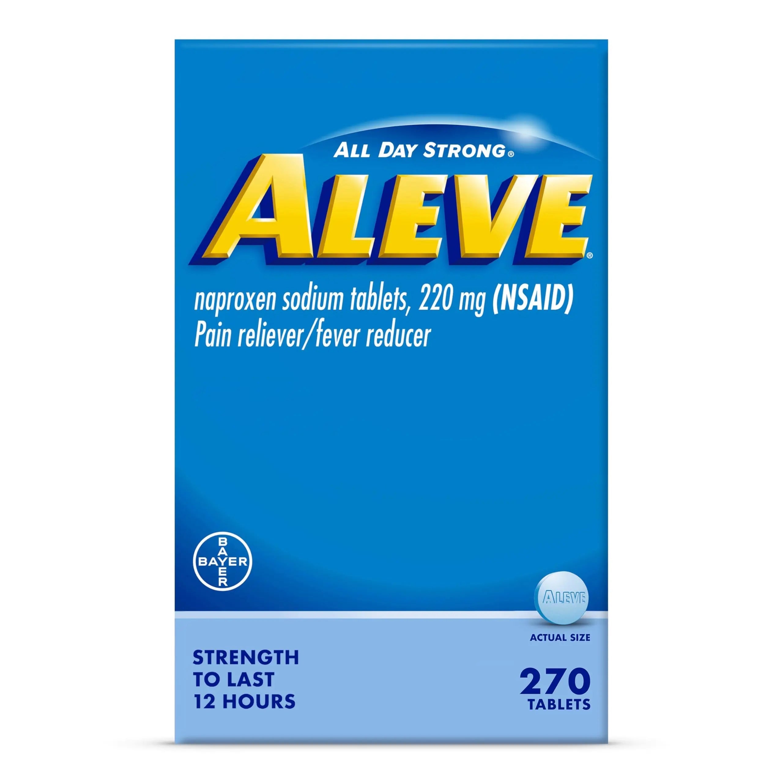 Aleve Pain Reliever & Fever Reducer Tablets, Naproxen Sodium, Headache, Back and Body Pain Relief Medicine, 270 Count Aleve Au supplements