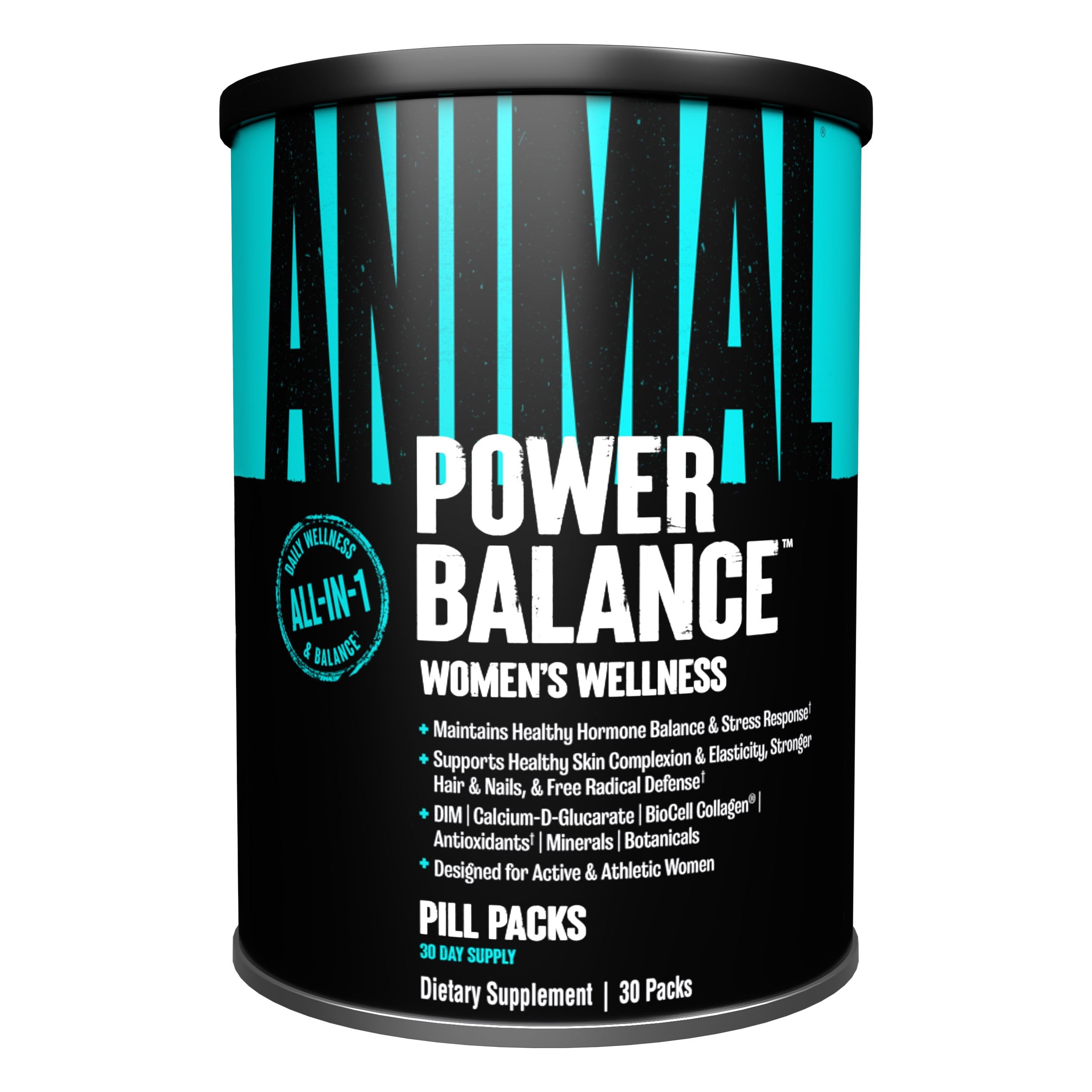 Animal Power Balance – Women's Alpha F Comprehensive Formula – Supports Hormonal Balance, Complexion, Hair, Nails, Mood and Stress, Intestinal Health, & Bone and Joint Health – 30 Packs Animal Au supplements