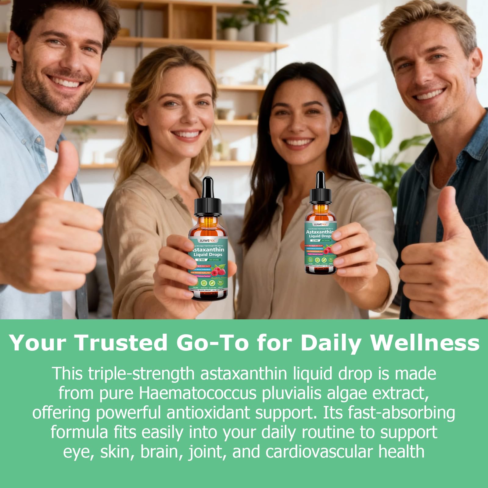 JUIWEFKK Astaxanthin Supplement 12mg Liquid Drops, Premium Natural Astaxanthin Antioxidant from Fresh Microalgae Source w. Mct Oi for Eye Immune Joint Skin Health, Liquid Formula for Max Absorption JUIWEFKK Au supplements