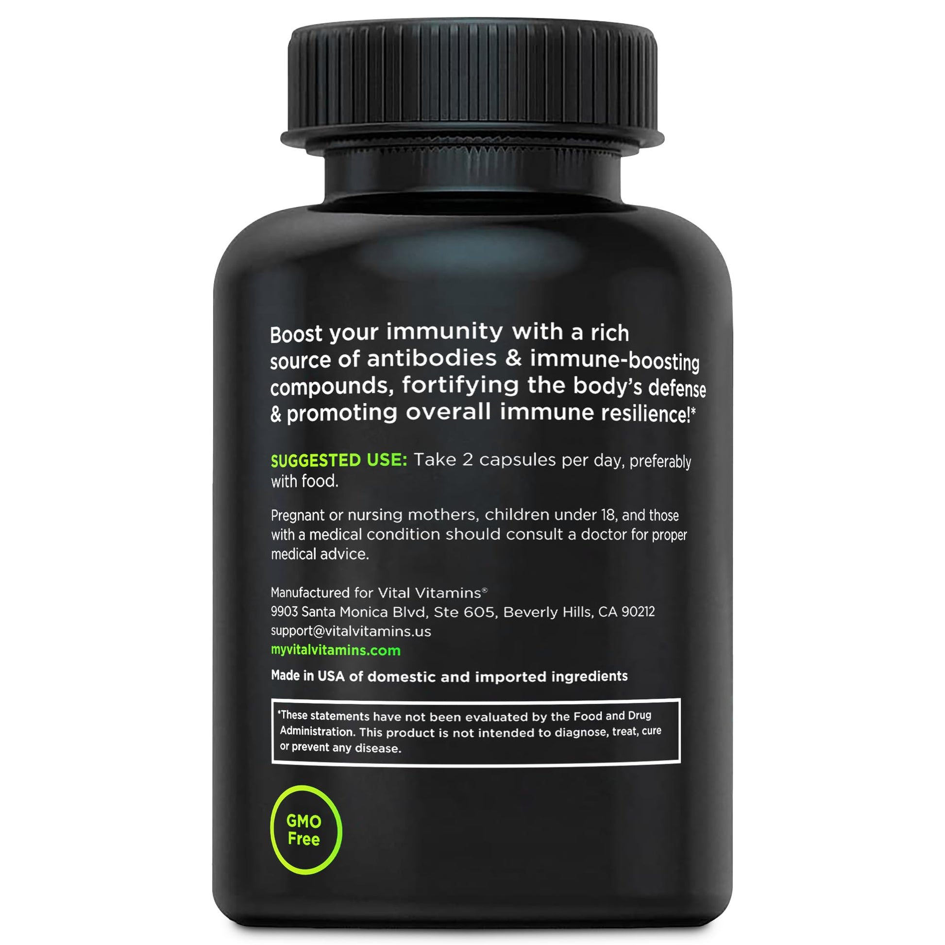 Vital Vitamins Colostrum Supplement - Vitamin C, Zinc, & Selenium - from First Milking - Standardized to Contain 10% IgG Immunoglobulins - Grass-Fed American Cows - 60 Capsules Vital Vitamins Au supplements