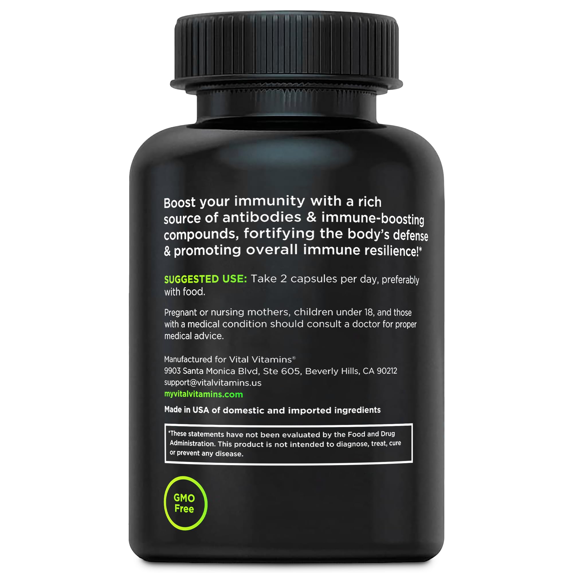 Vital Vitamins Colostrum Supplement - Vitamin C, Zinc, & Selenium - from First Milking - Standardized to Contain 10% IgG Immunoglobulins - Grass-Fed American Cows - 60 Capsules Vital Vitamins Au supplements