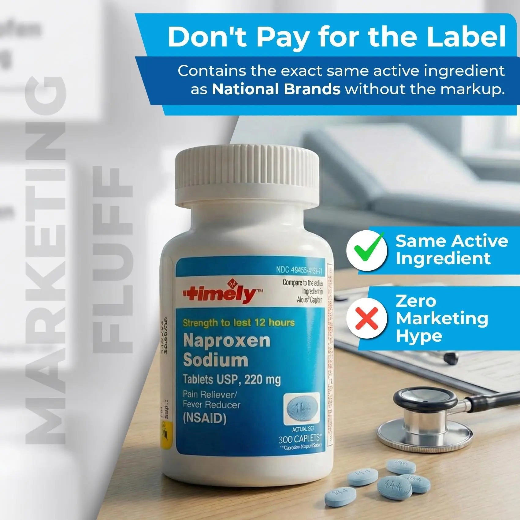 TIME-Cap Labs Naproxen Sodium 220mg (NSAID), Pain Reliever & Fever Reducer Caplets, 12 Hour Relief for Headache, Backache, Arthritis & Body Aches, 300 Count TIME-CAP LABS, INC. Au supplements