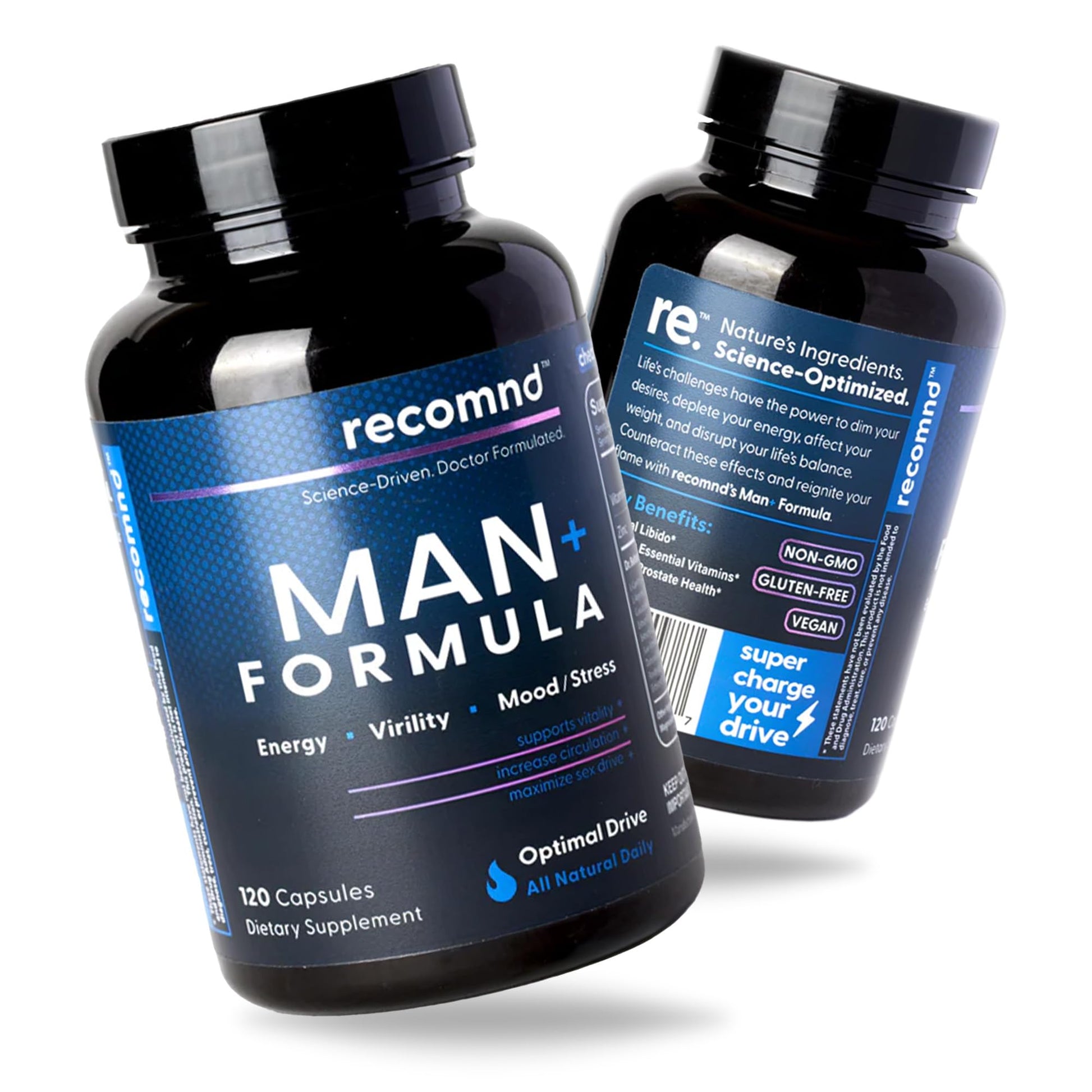 recomnd Nutrition - Man+ Formula, Energy Support, Muscle Support, and Prostate Health Supplements for Men with Vitamin E, Saw Palmetto, Red Korean Ginseng, and More, 120 Capsules recomnd Au supplements