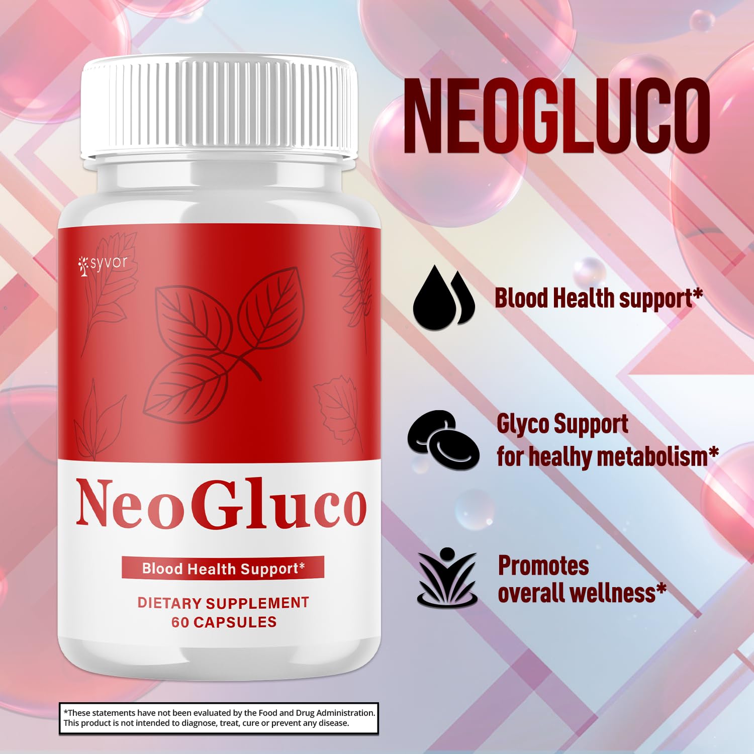 NeoGluco Capsules, Official NeoGluco Glycogen Support Pills with All Natural Ingredients, Advanced Formula Health Supplement with Maximum Strength Premium Vitamins for Women & Men (60 Capsules) Syvor Au supplements