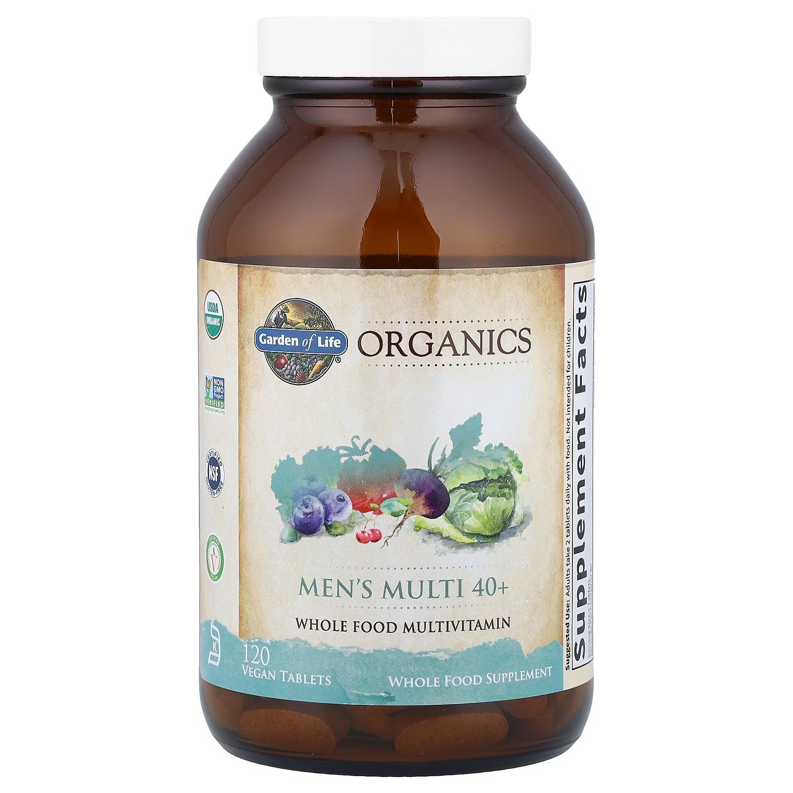 Garden of Life Organics Men's 40+ Multivitamin with Prostate Support, B12 & Vitamins – Vegan Daily Whole Food Multivitamin, Non-GMO, Certified Organic, 120 Tablets Garden of Life Au supplements