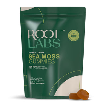 ROOT LABS Sea Moss Gummies I 92+ Minerals I Black Seed Oil I KSM 66 Ashwagandha I Lab Tested I No Added Sugar | for Men, Women I Non-GMO I 100% Natural & Organic I 1600 mg I 120 Gummy ROOT LABS Au supplements